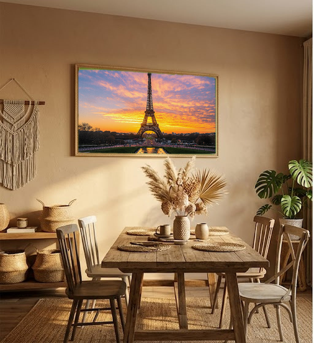 Paris Eiffel Tower Canvas Wall Art | France Cityscape Print, Romantic Decor, European Art, Stretched Canvas — paris-eiffel-tower-hallway-wall-art.jpg