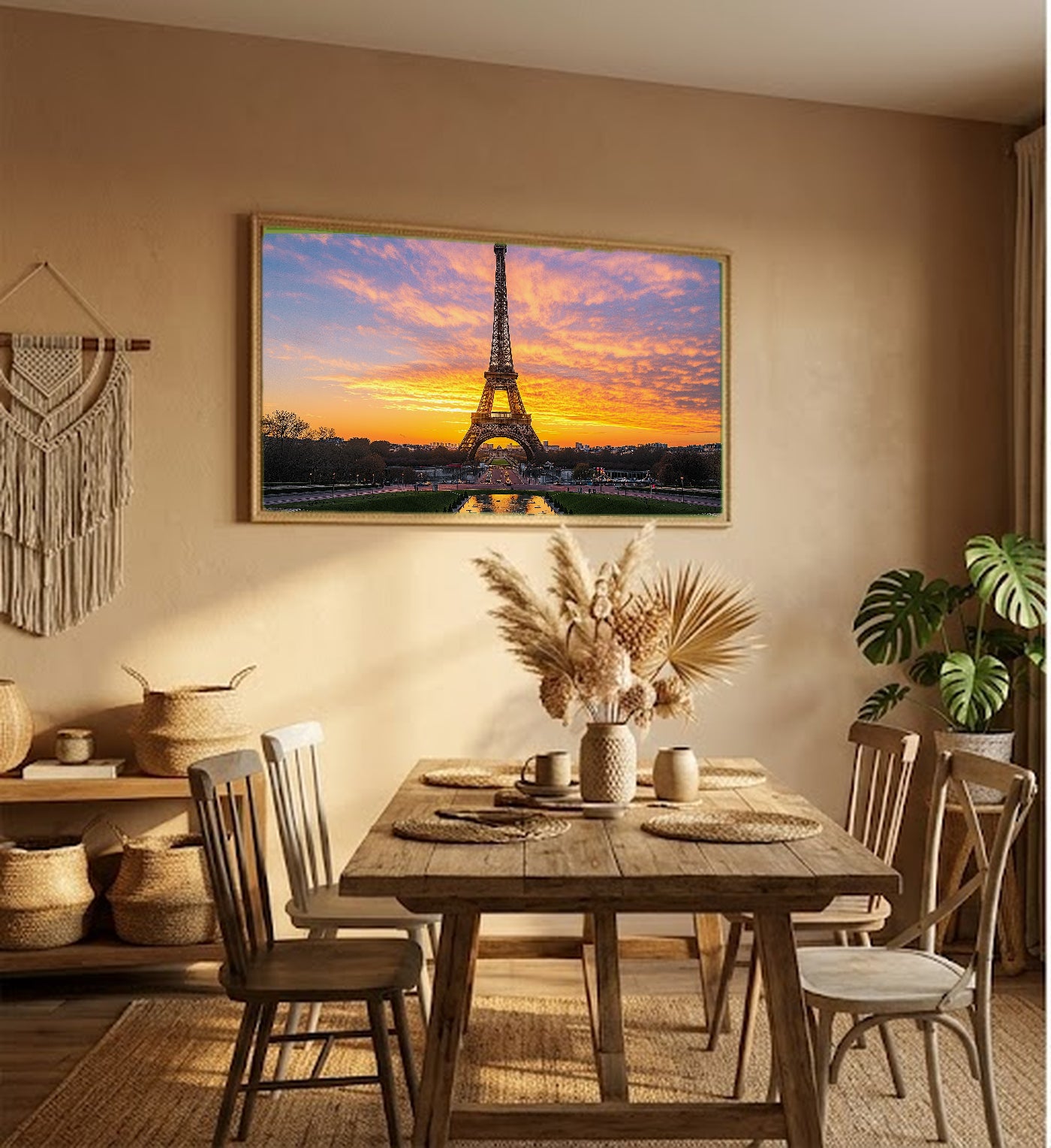 Paris Eiffel Tower Canvas Wall Art | France Cityscape Print, Romantic Decor, European Art, Stretched Canvas — paris-eiffel-tower-hallway-wall-art.jpg
