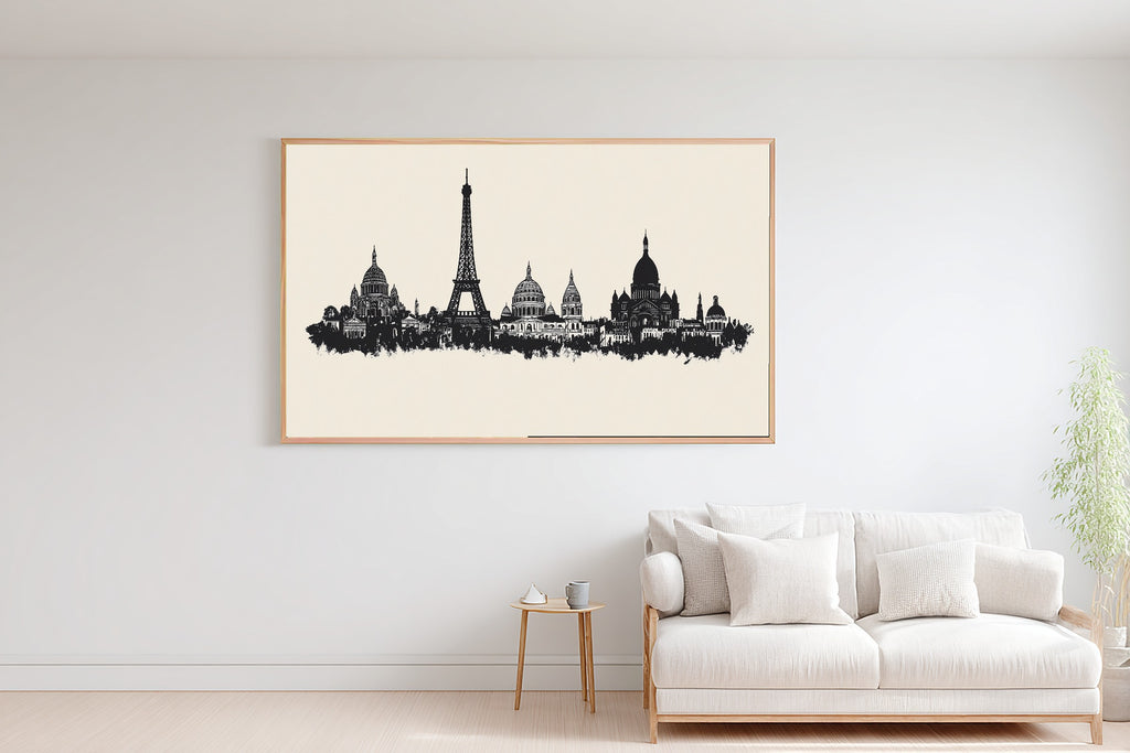 A Dreamy Paris Skyline Minimalist Dreamy Metro Print — Moody Wall Art for the Modern Loft, Giclée on Canvas — paris-skyline-minimalist-bedroom-wall-art.jpg