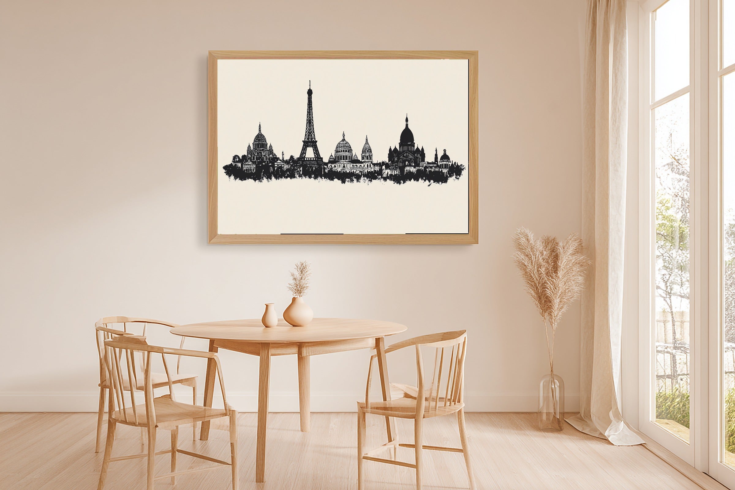 A Dreamy Paris Skyline Minimalist Dreamy Metro Print — Moody Wall Art for the Modern Loft, Giclée on Canvas — paris-skyline-minimalist-dining-room-wall-art.jpg