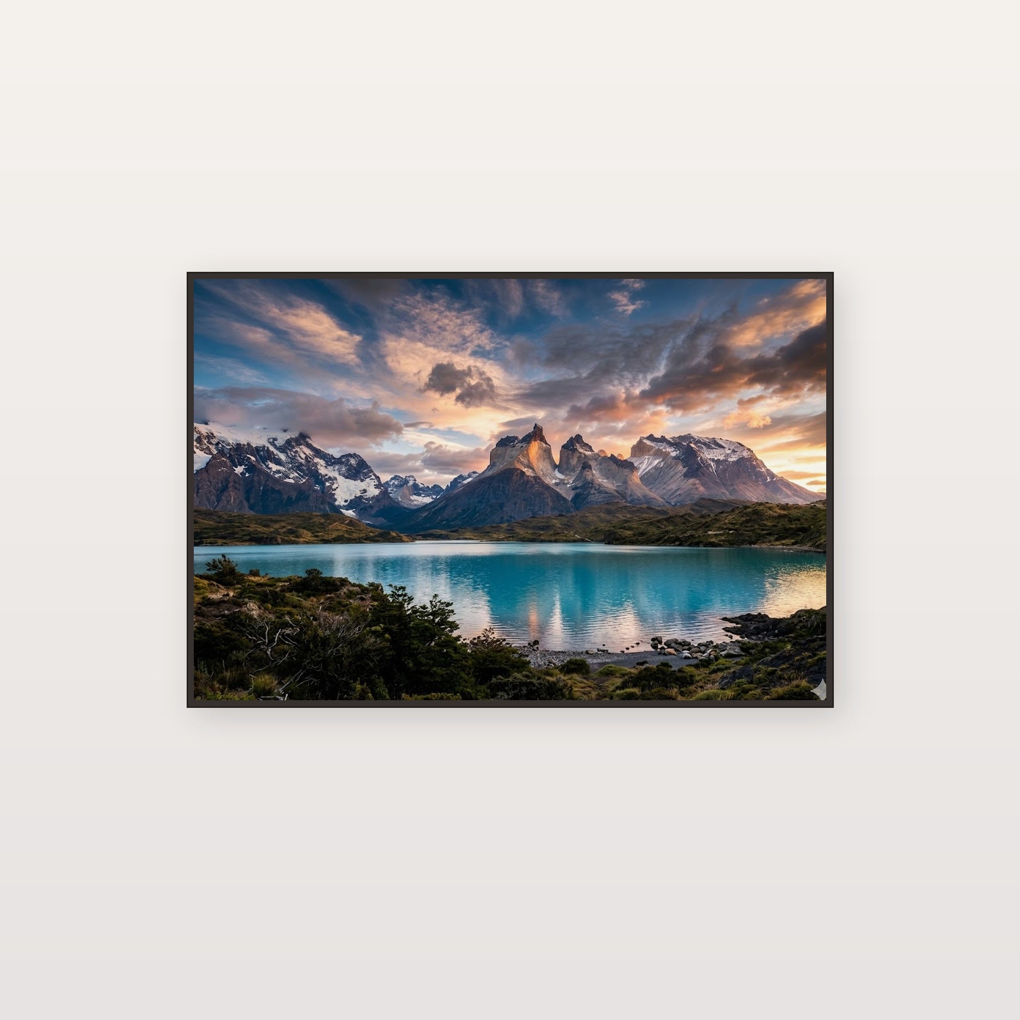 Patagonia Canvas Wall Art - Torres del Paine Print, Mountain Lake, South America Decor, Stretched Canvas — patagonia torres paine canvas print