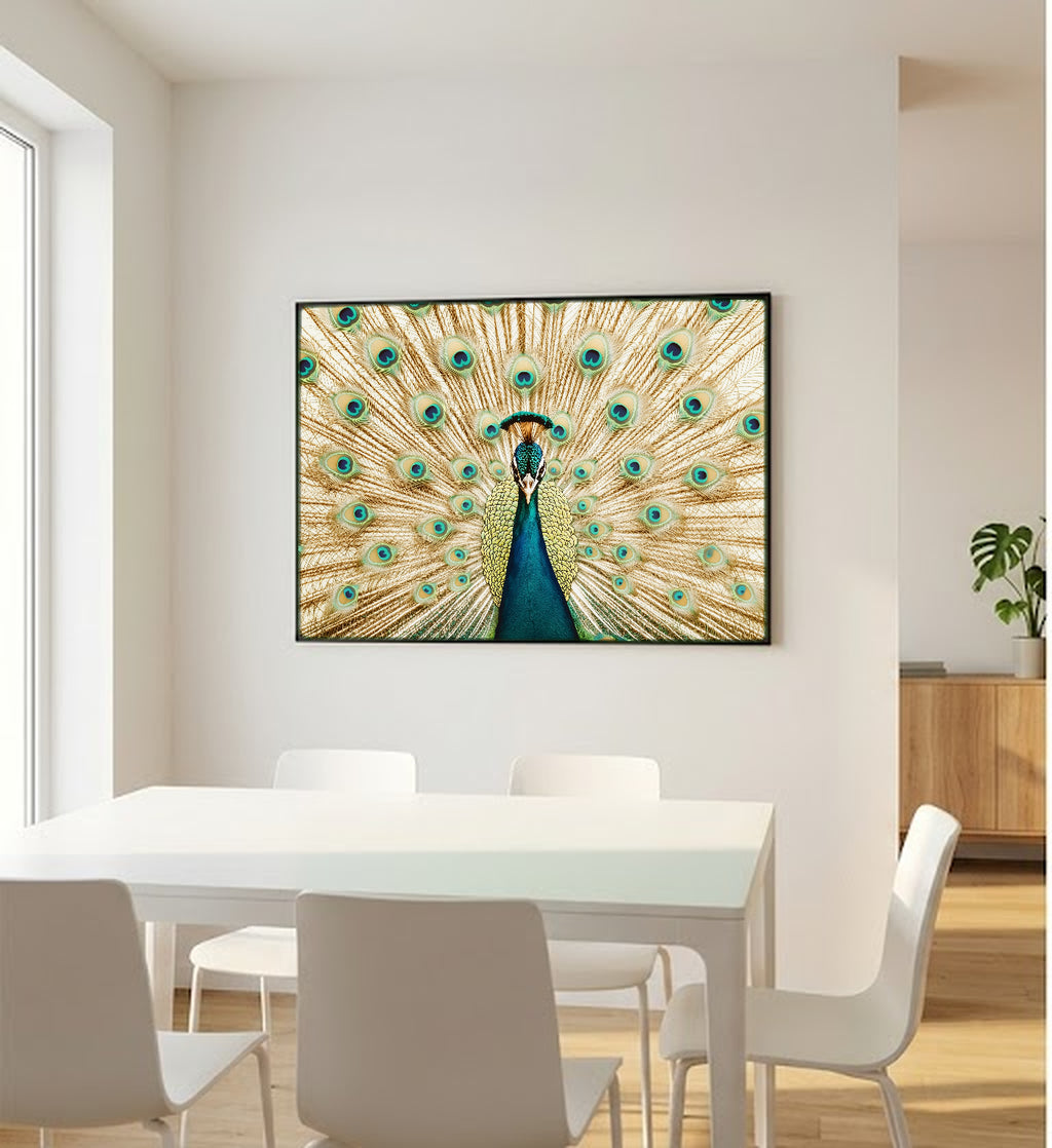 Peacock Fan Canvas Wall Art | Art Nouveau Display Print, Glamour Decor, Stretched Canvas — peacock-fan-art-nouveau-bedroom-wall-art.jpg