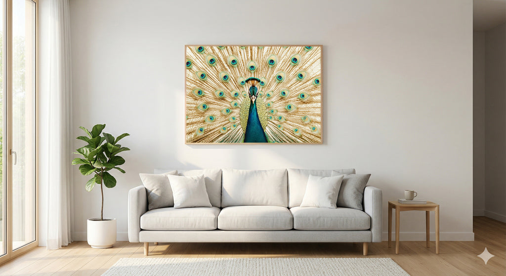 Peacock Fan Canvas Wall Art | Art Nouveau Display Print, Glamour Decor, Stretched Canvas — peacock-fan-art-nouveau-living-room-wall-art.jpg