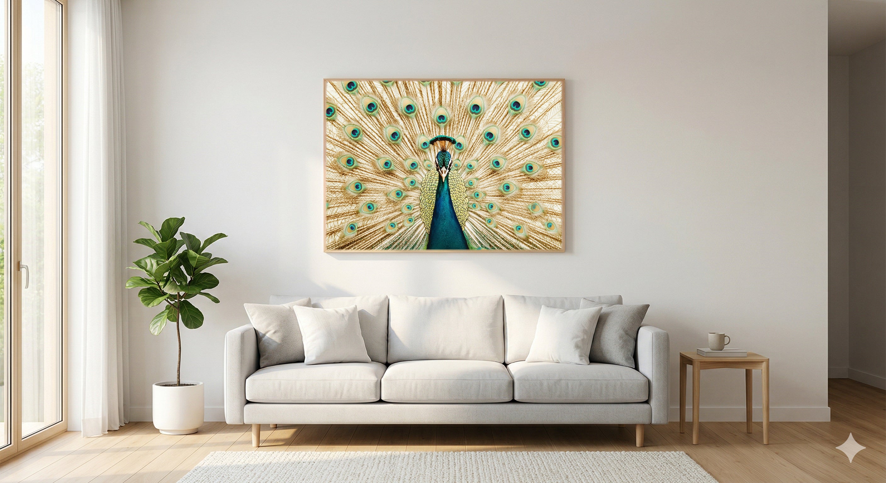 Peacock Fan Canvas Wall Art | Art Nouveau Display Print, Glamour Decor, Stretched Canvas — peacock-fan-art-nouveau-living-room-wall-art.jpg