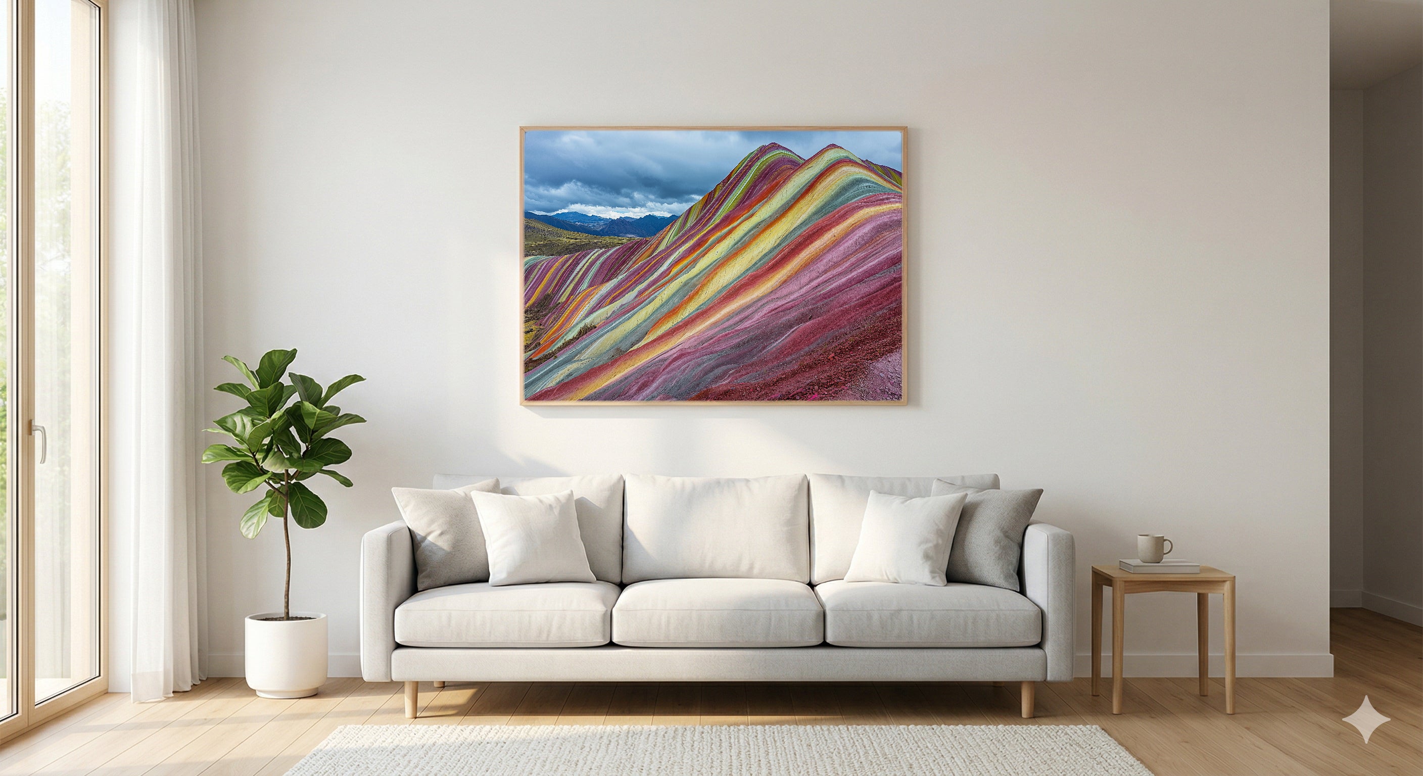 Rainbow Mountain Canvas Wall Art | Peru Vinicunca Print, Andes Decor, South American Landscape, Stretched Canvas — peru-rainbow-mountain-living-room-wall-art.jpg