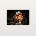 Petra Treasury Canvas Wall Art - Jordan Ancient Ruins Print, Desert Architecture, Travel Art, Stretched Canvas — petra treasury jordan canvas print