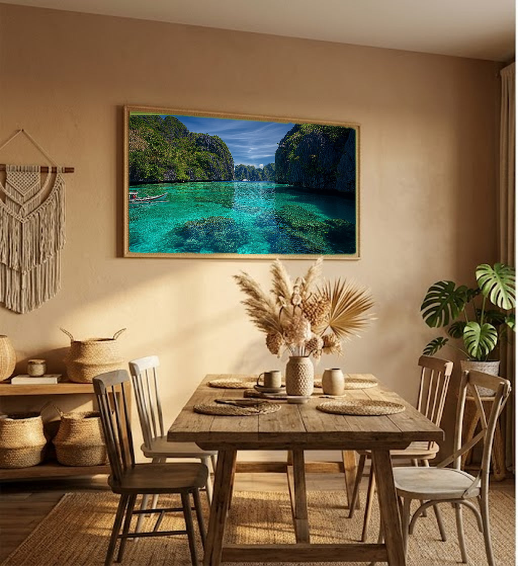 Palawan Canvas Wall Art | Philippines El Nido Print, Tropical Beach, Asian Coastal Decor, Stretched Canvas — philippines-palawan-hallway-wall-art.jpg