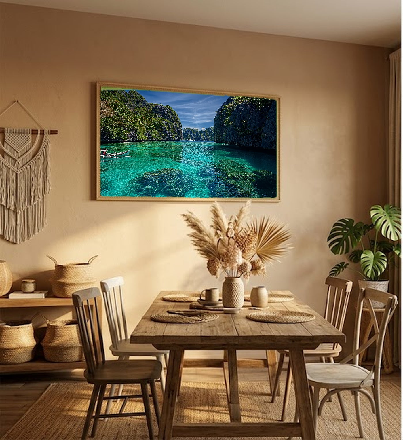 Palawan Canvas Wall Art | Philippines El Nido Print, Tropical Beach, Asian Coastal Decor, Stretched Canvas — philippines-palawan-hallway-wall-art.jpg