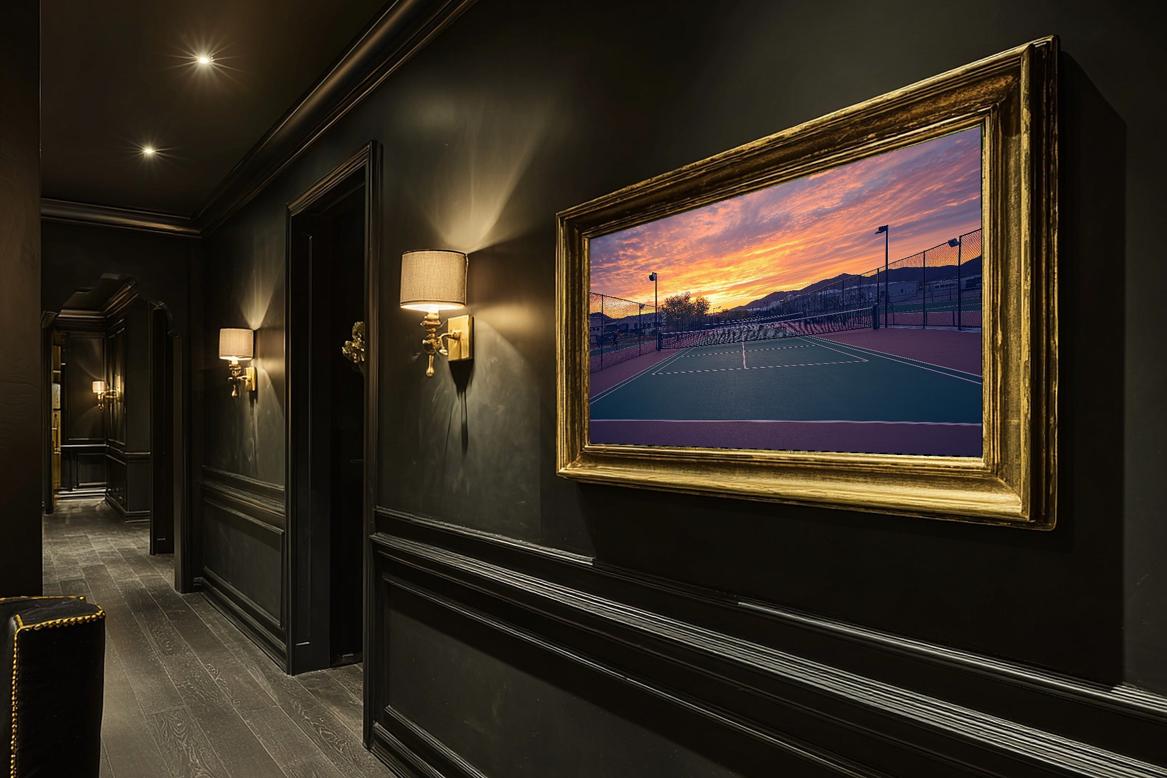 Cozy Studio Pickleball Club Sunrise Painterly Art Print — Timeless Decor for the Living Room — pickleball-club-sunrise-painterly-hallway-wall-art.jpg