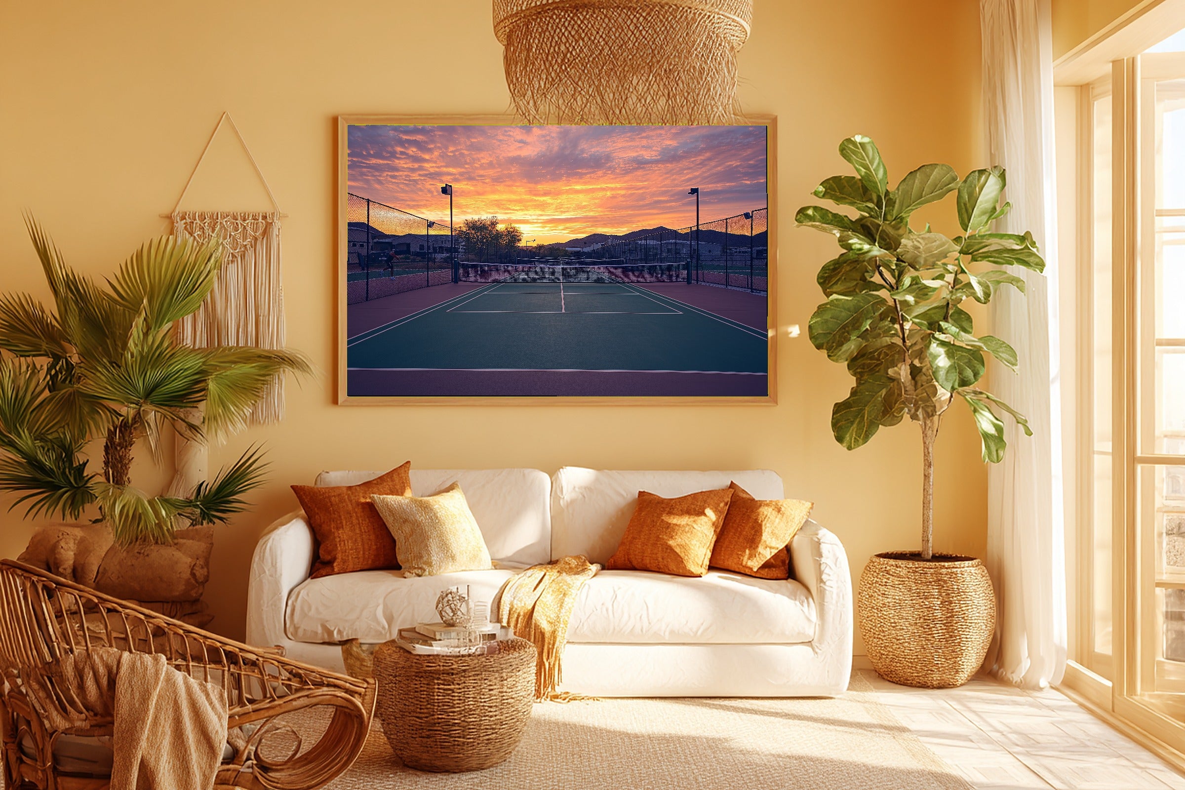 Cozy Studio Pickleball Club Sunrise Painterly Art Print — Timeless Decor for the Living Room — pickleball-club-sunrise-painterly-room-5-wall-art.jpg