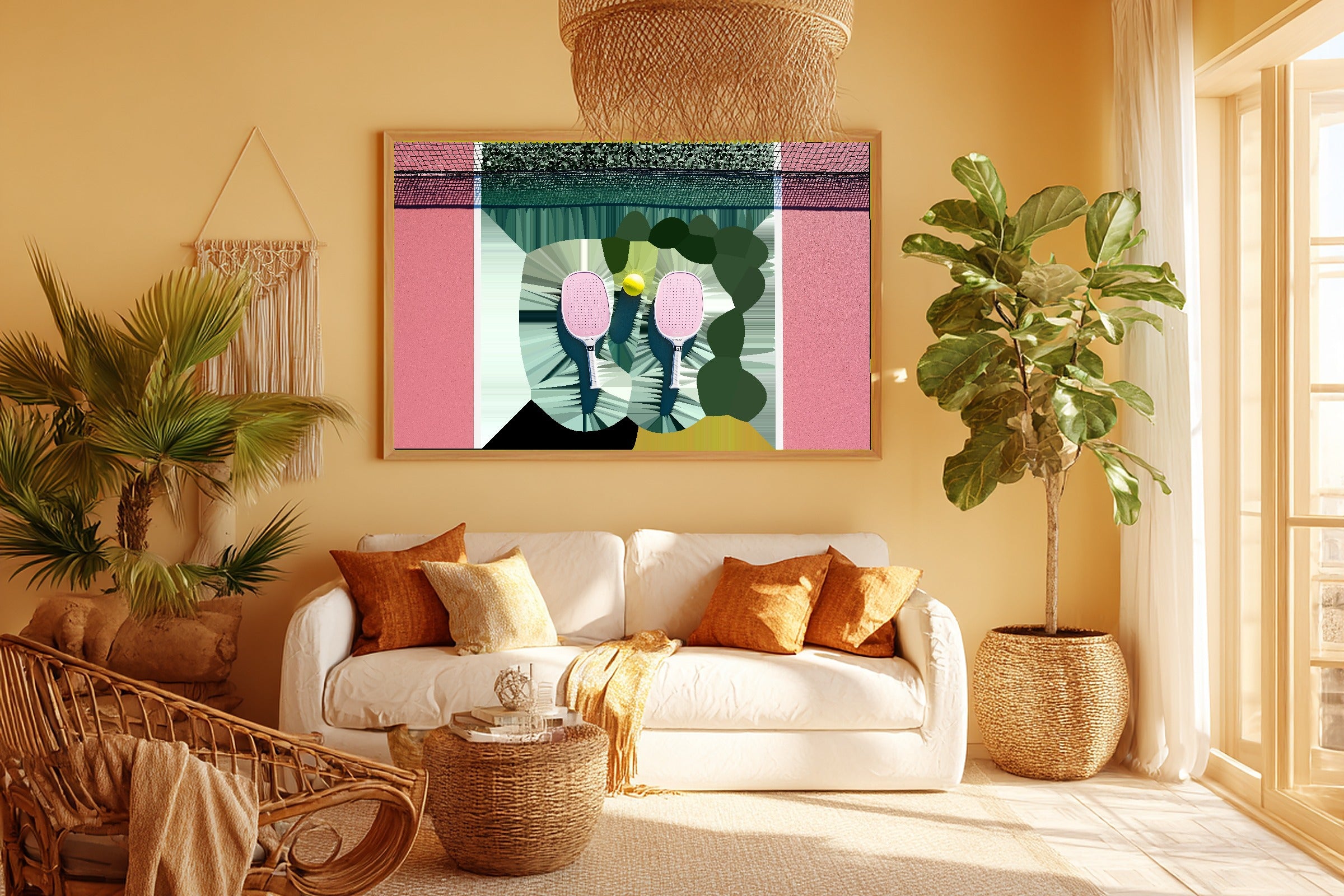 Hand-picked Pickleball Court Overhead Pastel Giclée Print — Moody Cozy Studio for the Living Room, Ready-to-Hang Art Lover in Your Life Gift — pickleball-court-overhead-pastel-room-5-wall-art.jpg