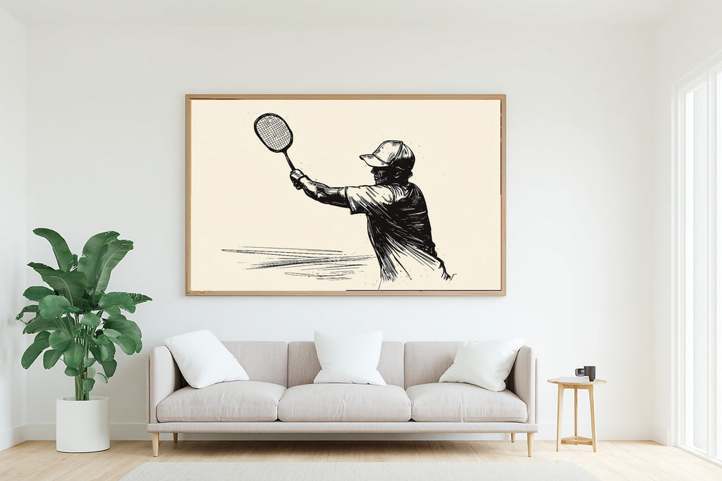Pickleball Line Art Quote Soft Painterly Wall Art — Dreamy Print for the Living Room, Stretched Canvas Gift for the Art Lover in Your Life — pickleball-line-art-quote-living-room-wall-art.jpg