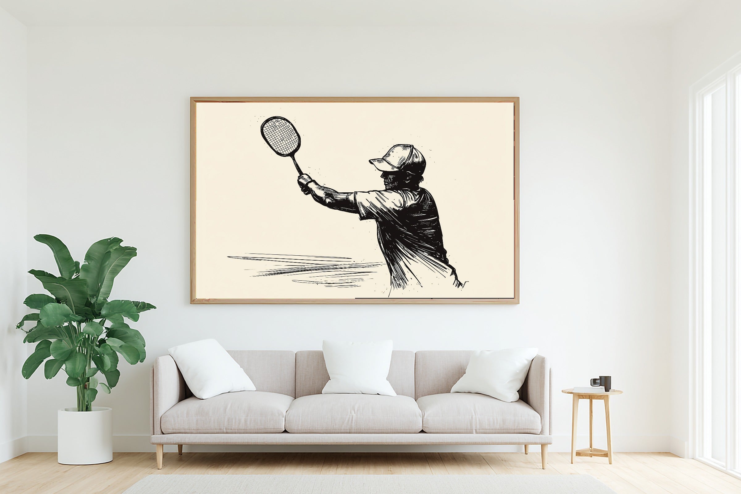 Pickleball Line Art Quote Soft Painterly Wall Art — Dreamy Print for the Living Room, Stretched Canvas Gift for the Art Lover in Your Life — pickleball-line-art-quote-living-room-wall-art.jpg