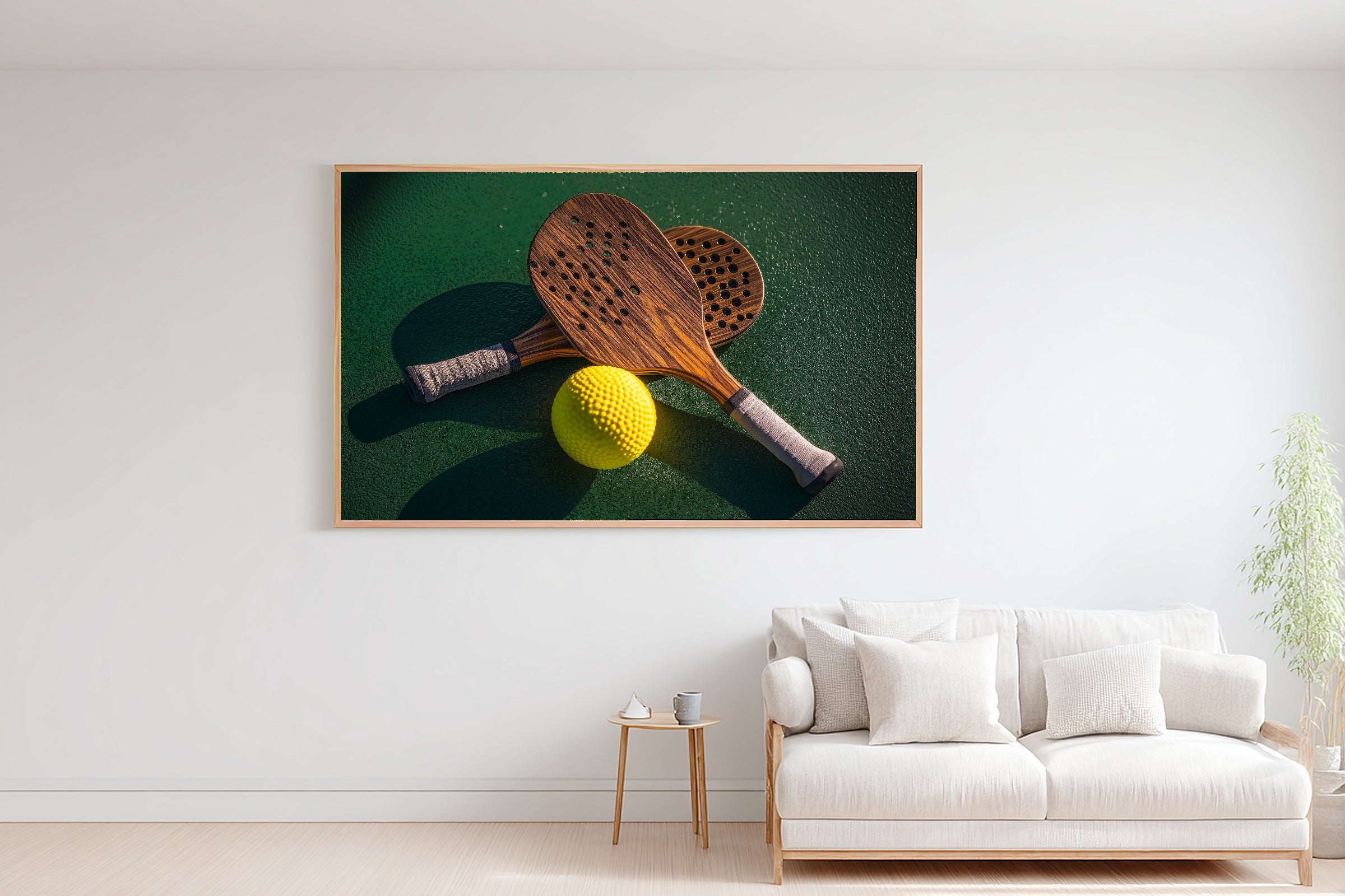 A Dreamy Pickleball Paddle Ball Still Life Warm Gallery Print — Dreamy Wall Art for the Living Room, Giclée on Canvas — pickleball-paddle-ball-still-life-bedroom-wall-art.jpg