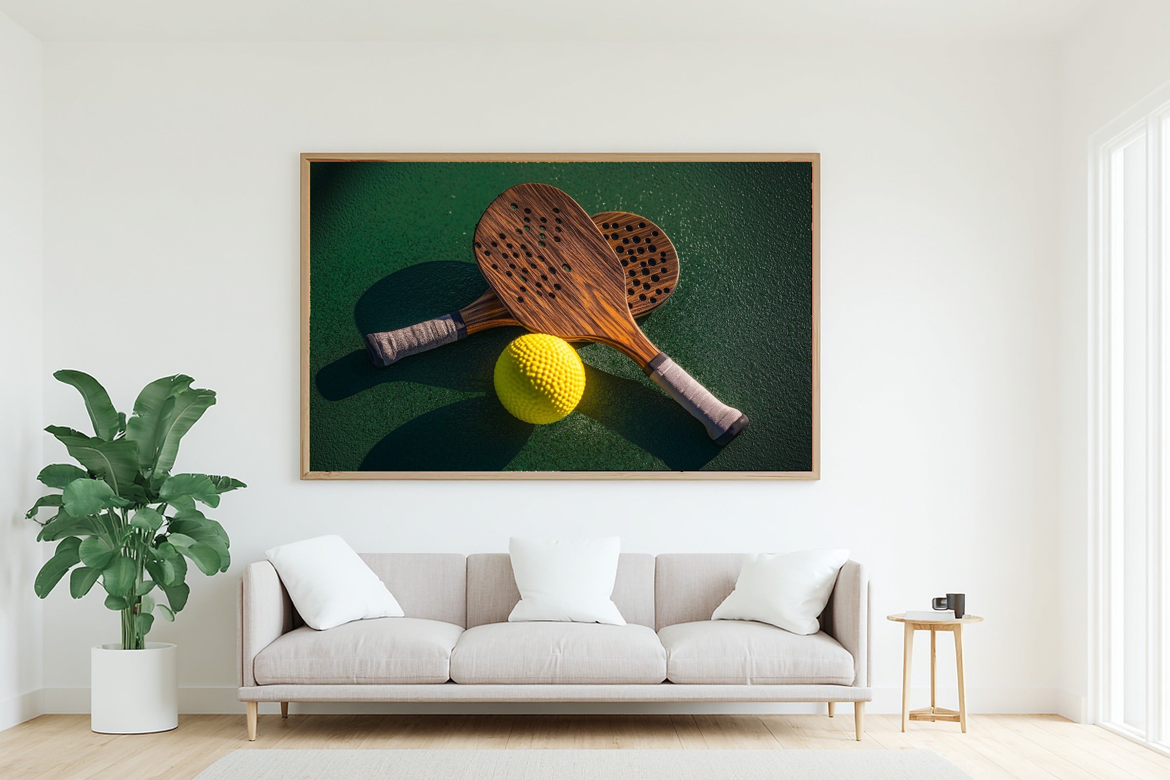 A Dreamy Pickleball Paddle Ball Still Life Warm Gallery Print — Dreamy Wall Art for the Living Room, Giclée on Canvas — pickleball-paddle-ball-still-life-living-room-wall-art.jpg