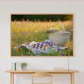Picnic Basket Wildflower Blanket Canvas Wall Art for the Coastal Living Room, Neutral Minimalist Seascape, Soft Tidal Neutral — picnic-basket-wildflower-blanket-canvas-print.jpg