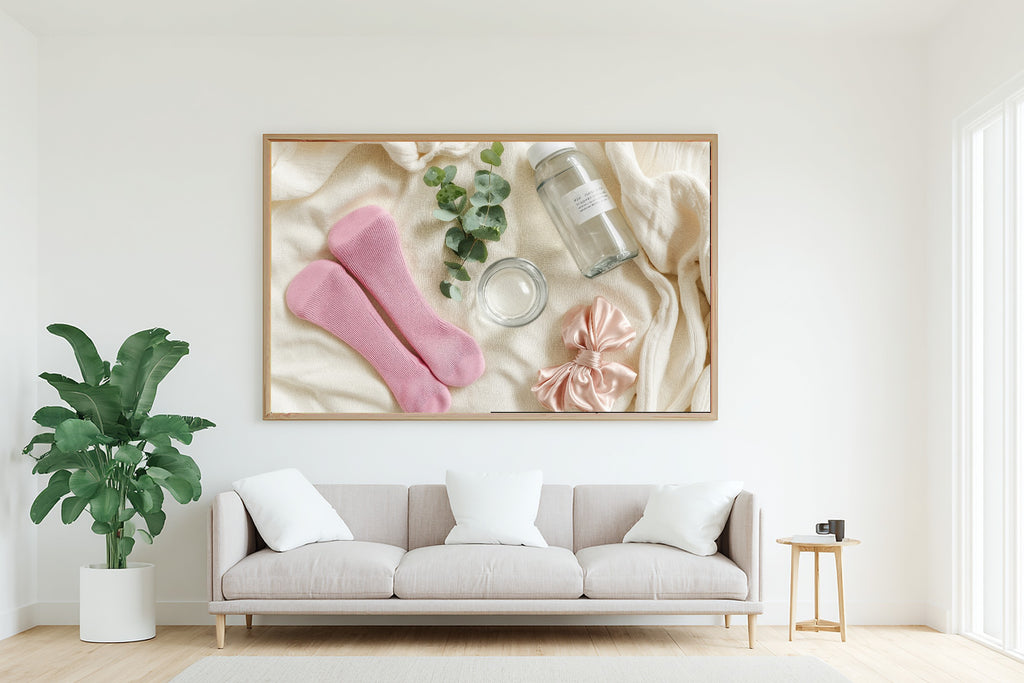 Pilates Princess Flat Lay Warm Gallery Wall Art — Cozy Print for the Living Room, Stretched Canvas Gift for the Art Lover in Your Life — pilates-princess-flat-lay-living-room-wall-art.jpg
