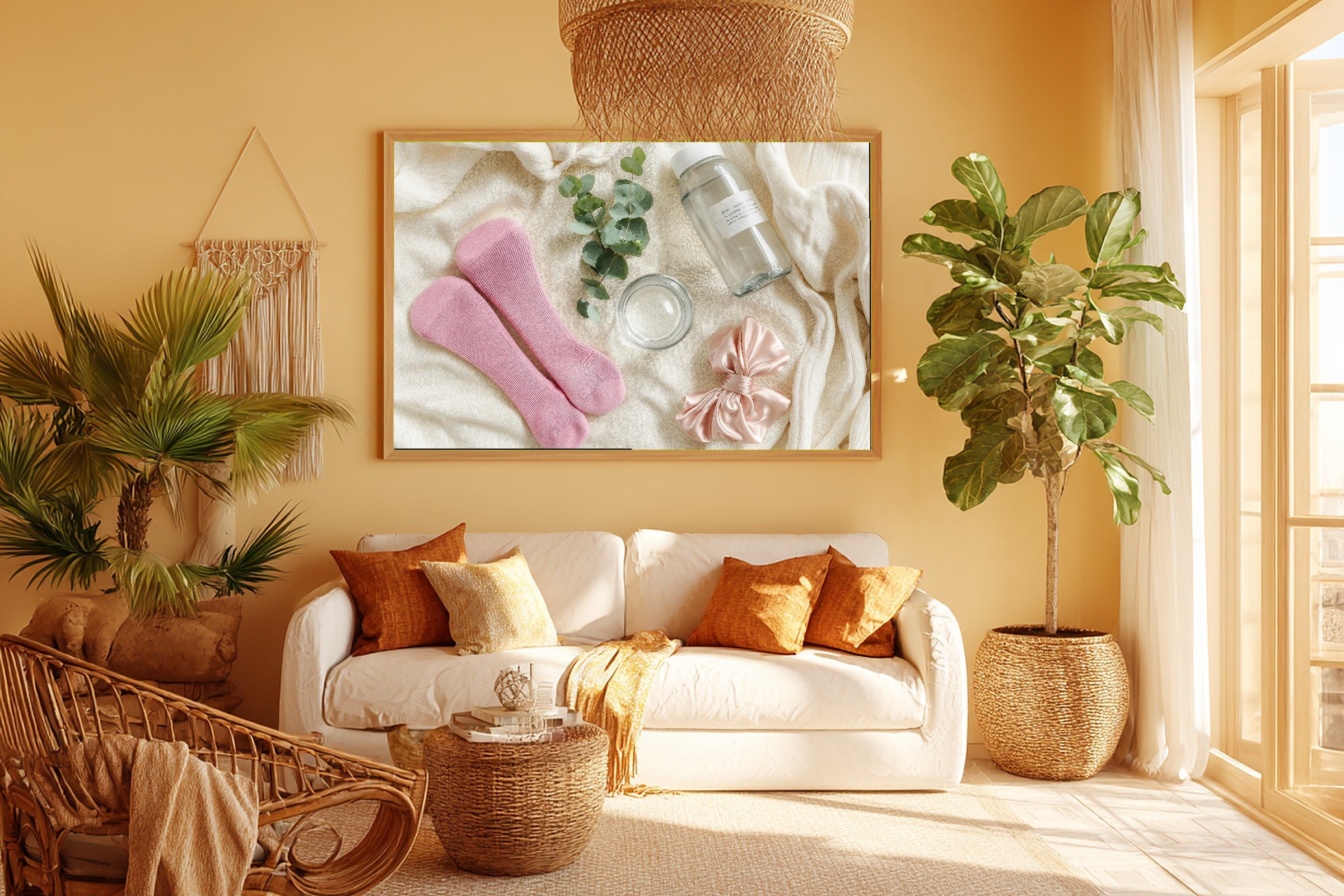 Pilates Princess Flat Lay Warm Gallery Wall Art — Cozy Print for the Living Room, Stretched Canvas Gift for the Art Lover in Your Life — pilates-princess-flat-lay-room-5-wall-art.jpg