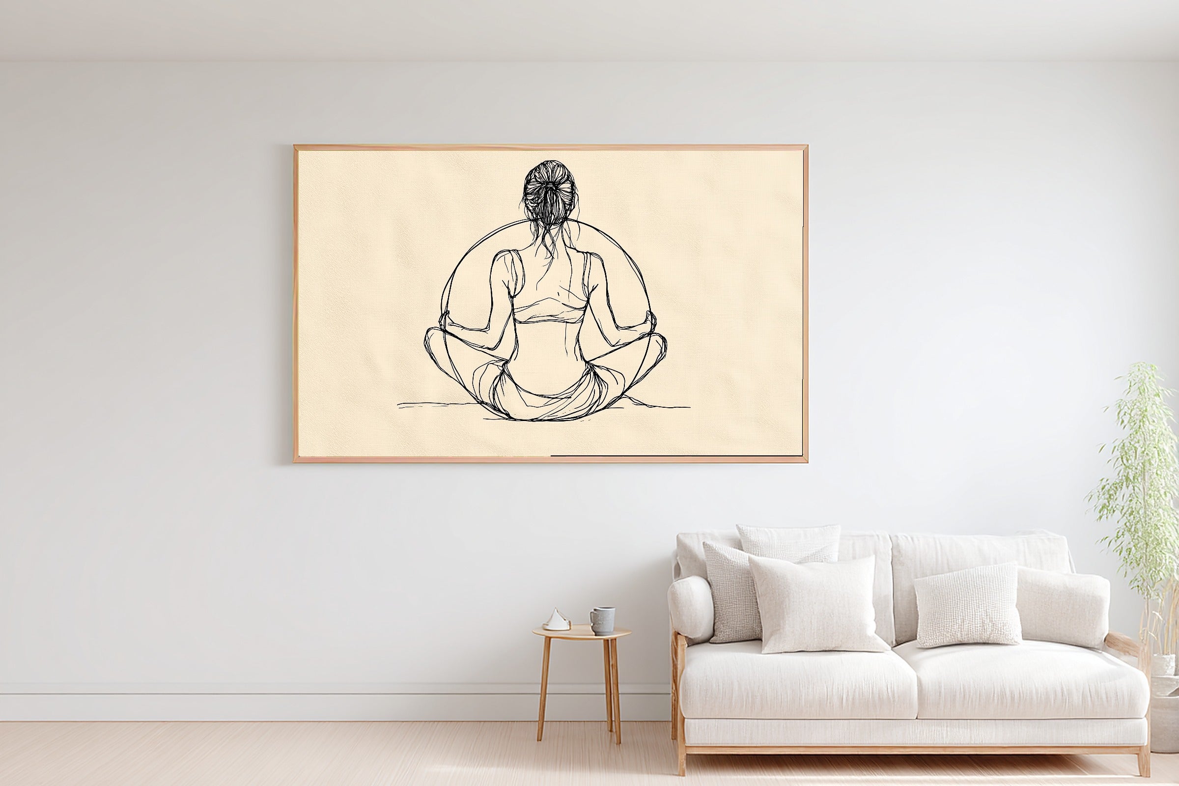 A Dreamy Pilates Ring Line Art Dreamy Timeless Print — Warm Wall Art for the Living Room, Giclée on Canvas — pilates-ring-line-art-bedroom-wall-art.jpg
