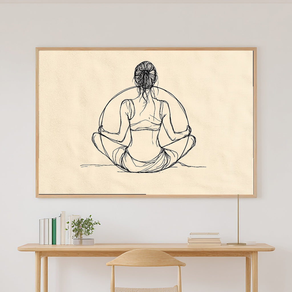 A Dreamy Pilates Ring Line Art Dreamy Timeless Print — Warm Wall Art for the Living Room, Giclée on Canvas — pilates-ring-line-art-canvas-print.jpg