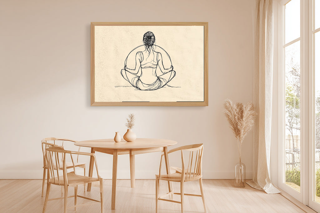 A Dreamy Pilates Ring Line Art Dreamy Timeless Print — Warm Wall Art for the Living Room, Giclée on Canvas — pilates-ring-line-art-dining-room-wall-art.jpg