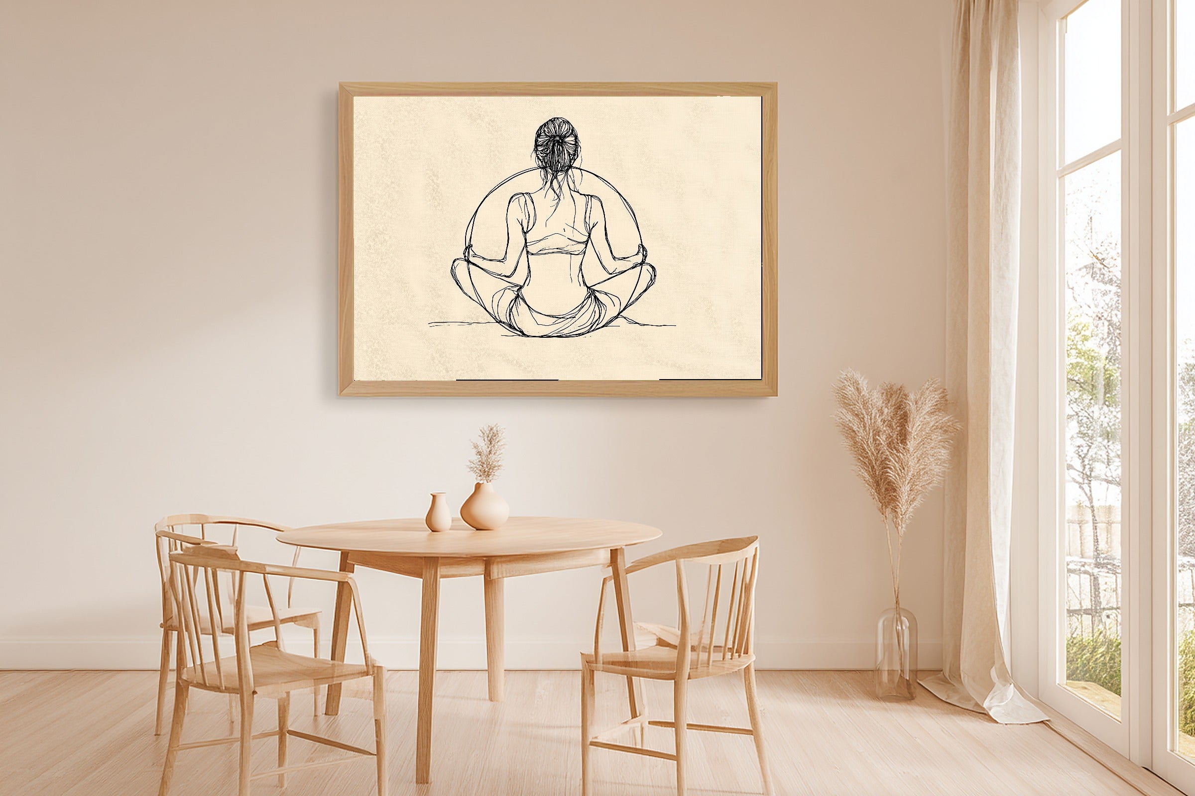 A Dreamy Pilates Ring Line Art Dreamy Timeless Print — Warm Wall Art for the Living Room, Giclée on Canvas — pilates-ring-line-art-dining-room-wall-art.jpg