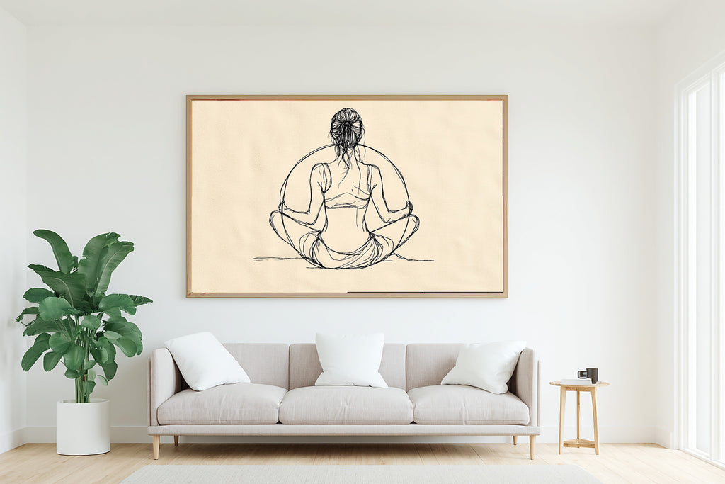 A Dreamy Pilates Ring Line Art Dreamy Timeless Print — Warm Wall Art for the Living Room, Giclée on Canvas — pilates-ring-line-art-living-room-wall-art.jpg