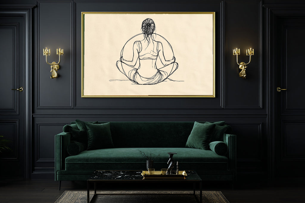 A Dreamy Pilates Ring Line Art Dreamy Timeless Print — Warm Wall Art for the Living Room, Giclée on Canvas — pilates-ring-line-art-office-wall-art.jpg