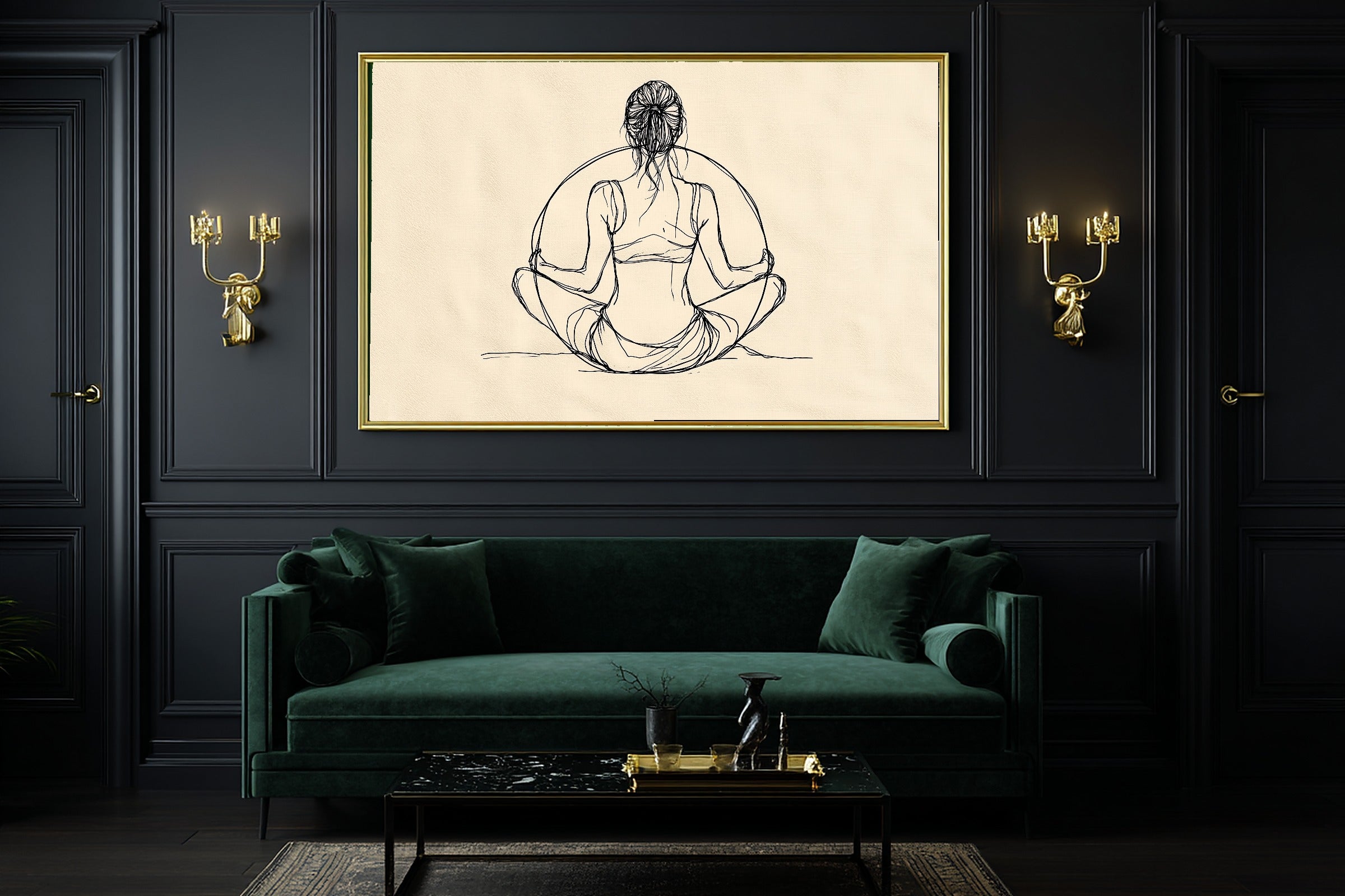 A Dreamy Pilates Ring Line Art Dreamy Timeless Print — Warm Wall Art for the Living Room, Giclée on Canvas — pilates-ring-line-art-office-wall-art.jpg