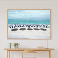 Dreamy Preppy Beach Umbrella Stripes — Sunlit Palm Wall Art, Warm Sunroom Decor, Stretched Canvas, Ready to Hang — preppy-beach-umbrella-stripes-canvas-print.jpg