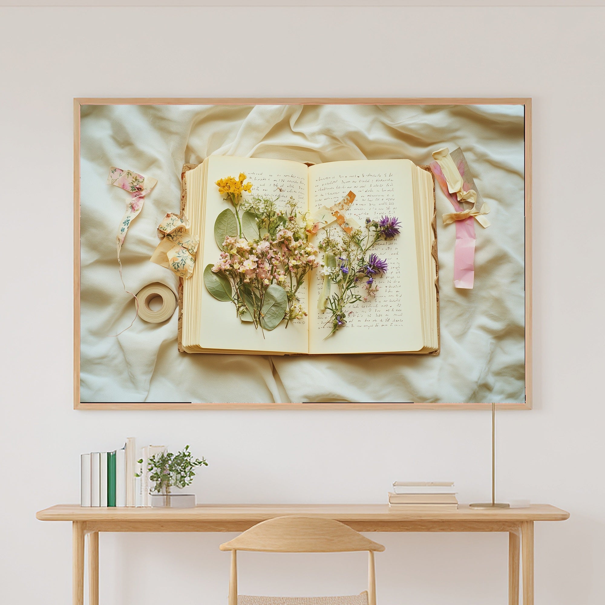 Pressed Flower Journal Spread Canvas Wall Art for the Bedroom, Vintage Botanical Watercolor, Fresh Botanical Feel, Mother's Day Gift Idea — pressed-flower-journal-spread-canvas-print.jpg