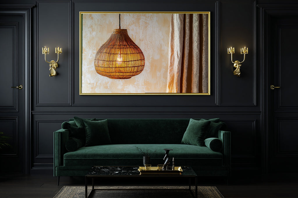 Rattan Pendant Cream Wall Museum-Quality Canvas, Cozy Neutral Palette Home Decor Print, Bedroom Wall Art, Gift Under 100 — rattan-pendant-cream-wall-office-wall-art.jpg