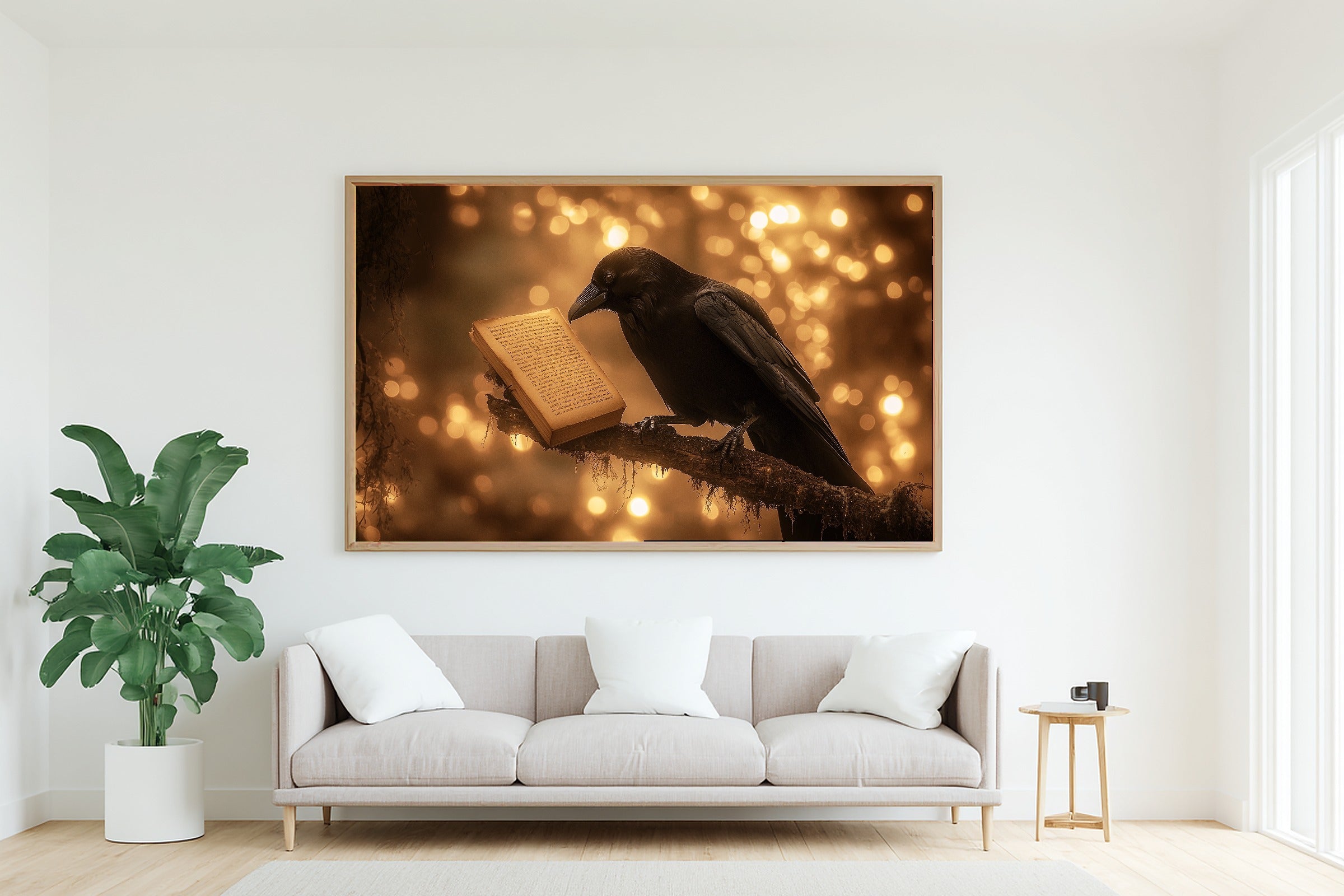 Raven Oak Manuscript Canvas Wall Art, Dreamy Timeless Artwork Home Decor, Bedroom Centerpiece, Ready to Hang — raven-oak-manuscript-living-room-wall-art.jpg