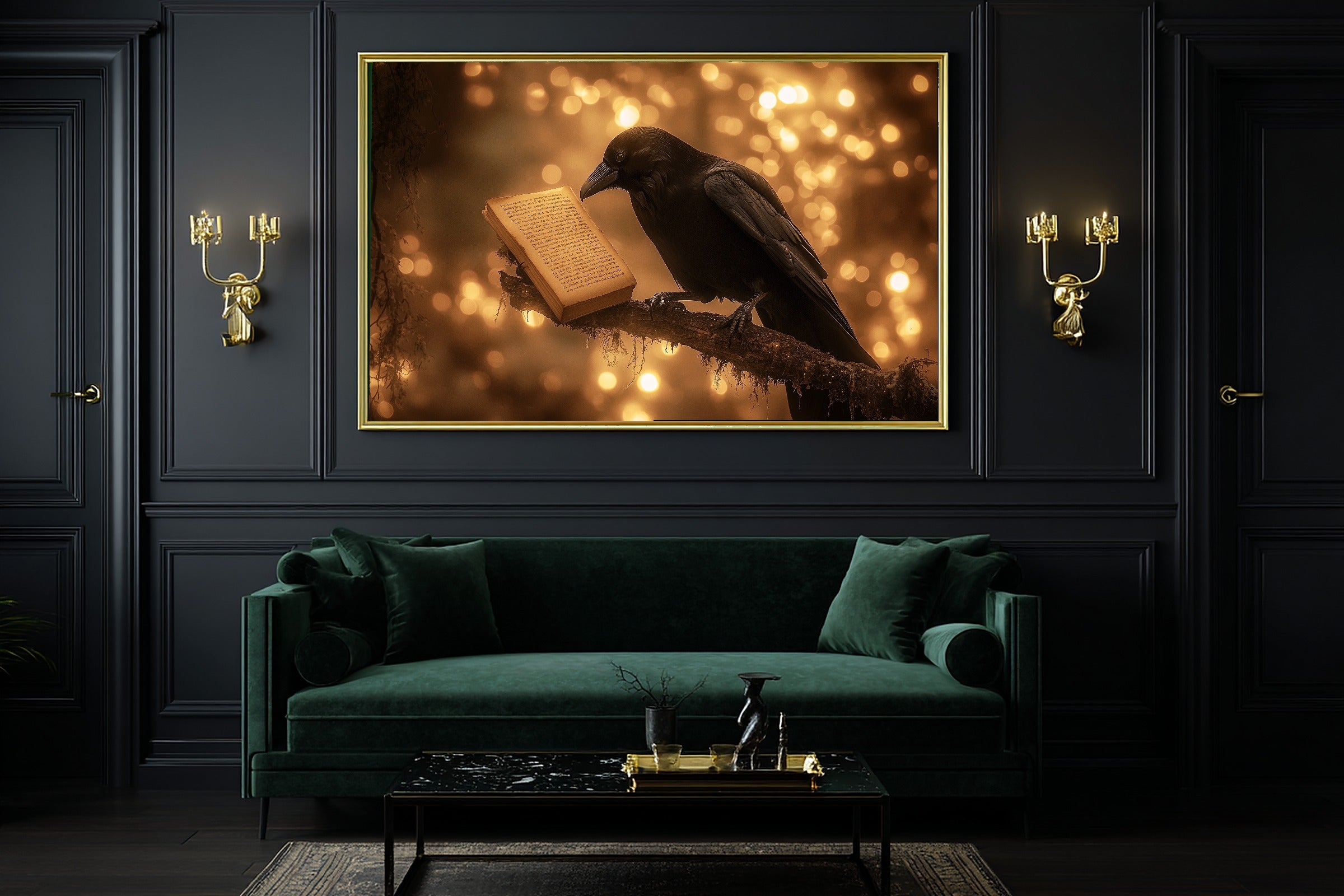 Raven Oak Manuscript Canvas Wall Art, Dreamy Timeless Artwork Home Decor, Bedroom Centerpiece, Ready to Hang — raven-oak-manuscript-office-wall-art.jpg