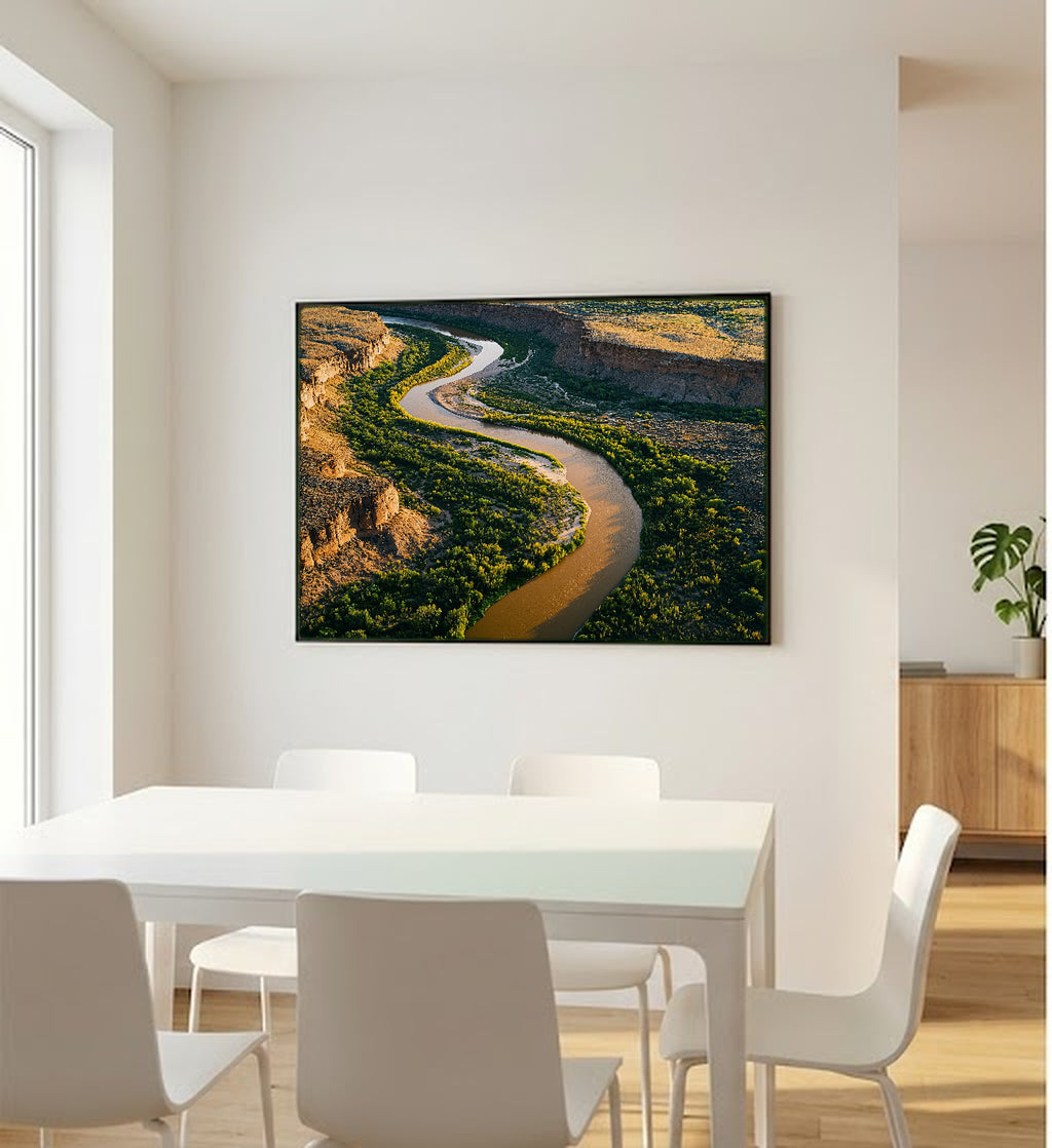 Rio Grande Canvas Wall Art | Aerial Meander Print, Southwest Decor, Stretched Canvas — rio-grande-aerial-meander-bedroom-wall-art.jpg