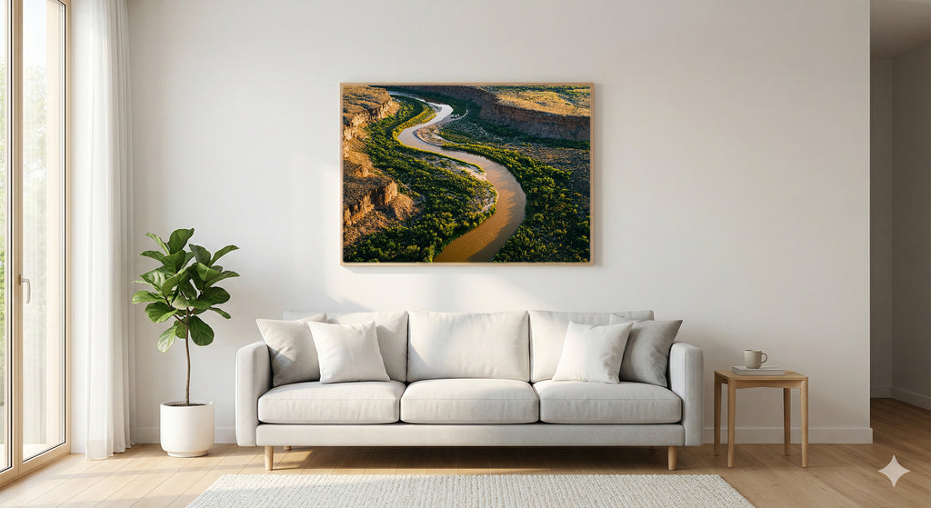 Rio Grande Canvas Wall Art | Aerial Meander Print, Southwest Decor, Stretched Canvas — rio-grande-aerial-meander-living-room-wall-art.jpg