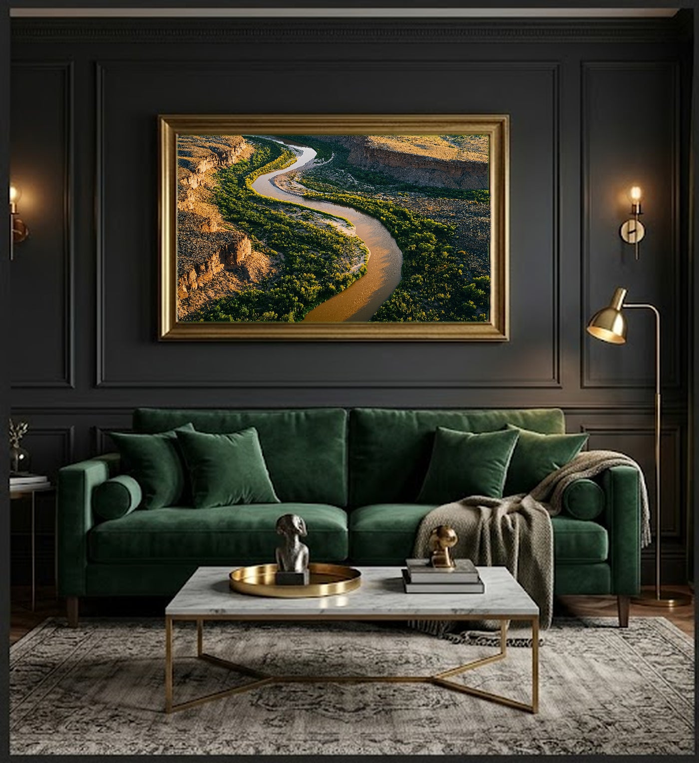 Rio Grande Canvas Wall Art | Aerial Meander Print, Southwest Decor, Stretched Canvas — rio-grande-aerial-meander-office-wall-art.jpg