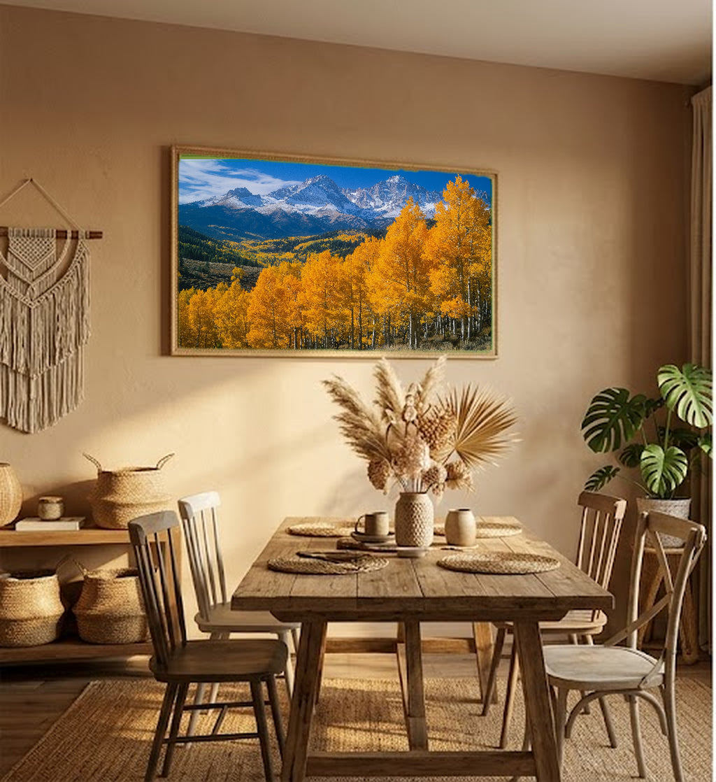 Rocky Mountains Fall Canvas Wall Art | Colorado Aspen Print, Autumn Trees, Nature Decor, Stretched Canvas — rocky-mountains-fall-hallway-wall-art.jpg