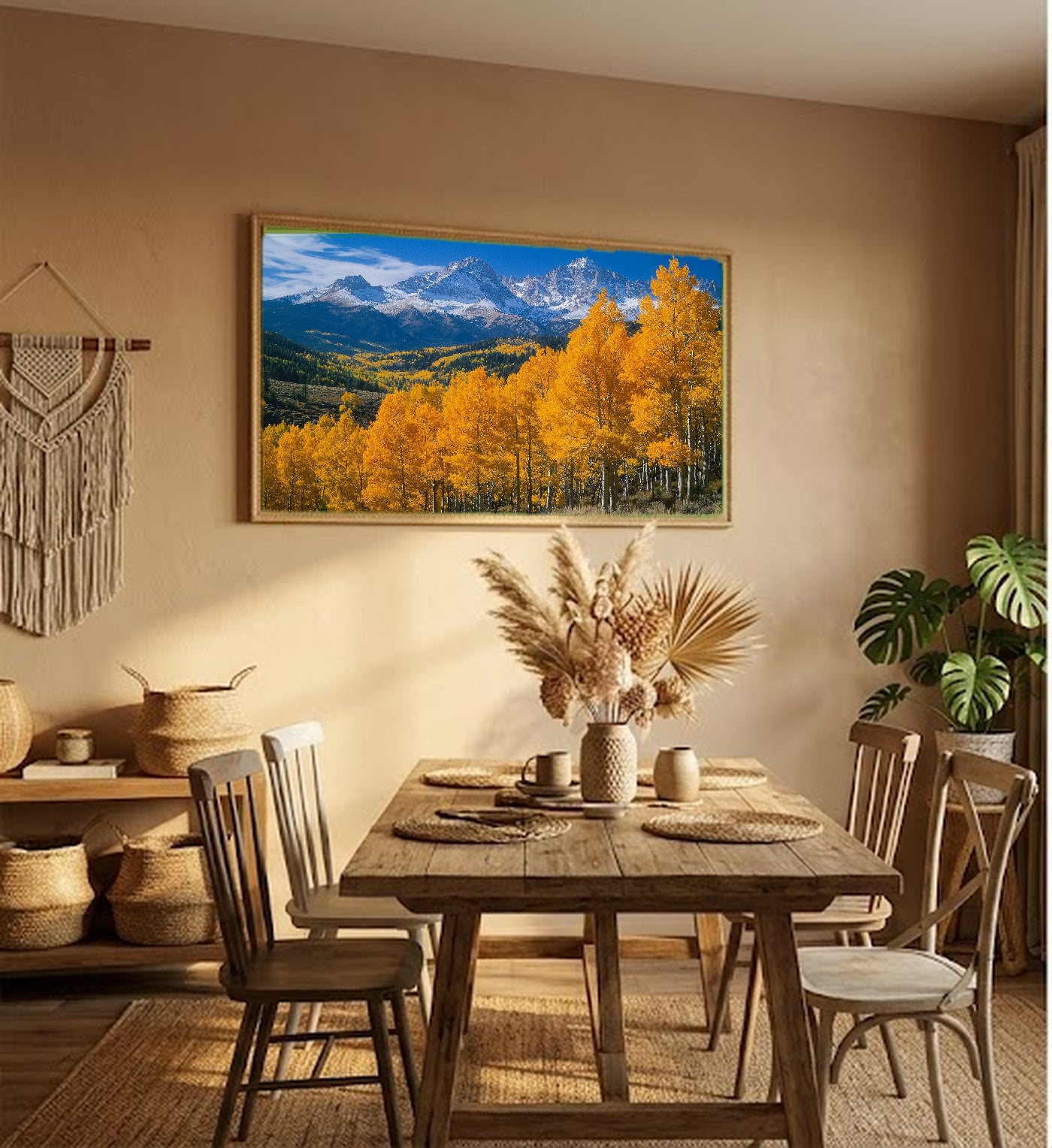 Rocky Mountains Fall Canvas Wall Art | Colorado Aspen Print, Autumn Trees, Nature Decor, Stretched Canvas — rocky-mountains-fall-hallway-wall-art.jpg
