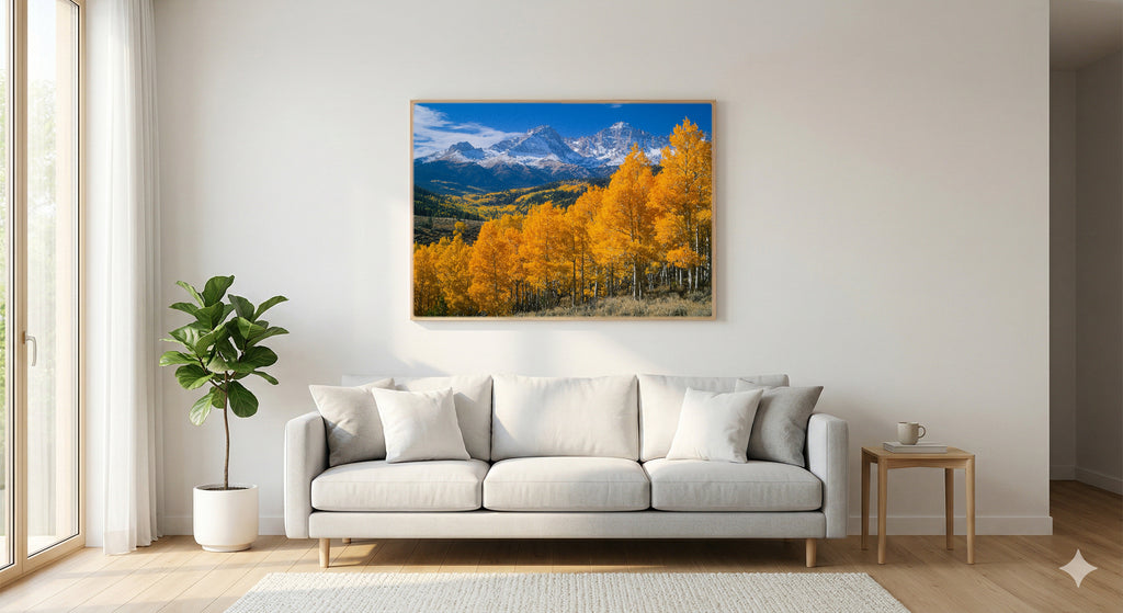 Rocky Mountains Fall Canvas Wall Art | Colorado Aspen Print, Autumn Trees, Nature Decor, Stretched Canvas — rocky-mountains-fall-living-room-wall-art.jpg