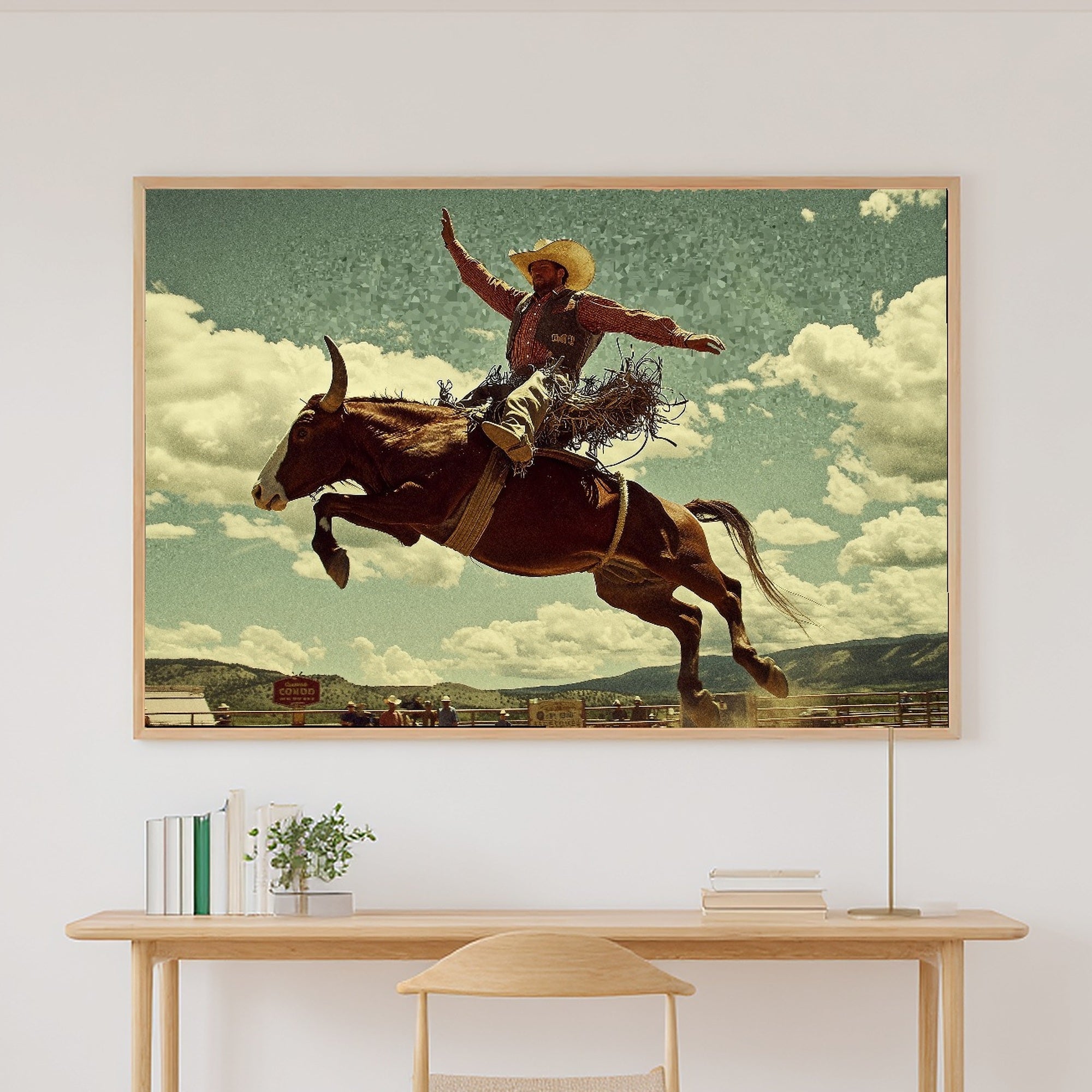 Soft Painterly Rodeo Cowboy Vintage Poster Art Print — Soulful Decor for the Living Room — rodeo-cowboy-vintage-poster-canvas-print.jpg