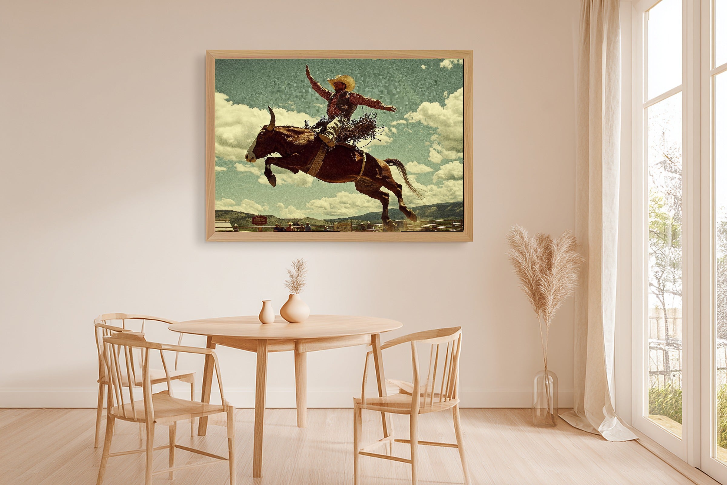 Soft Painterly Rodeo Cowboy Vintage Poster Art Print — Soulful Decor for the Living Room — rodeo-cowboy-vintage-poster-dining-room-wall-art.jpg