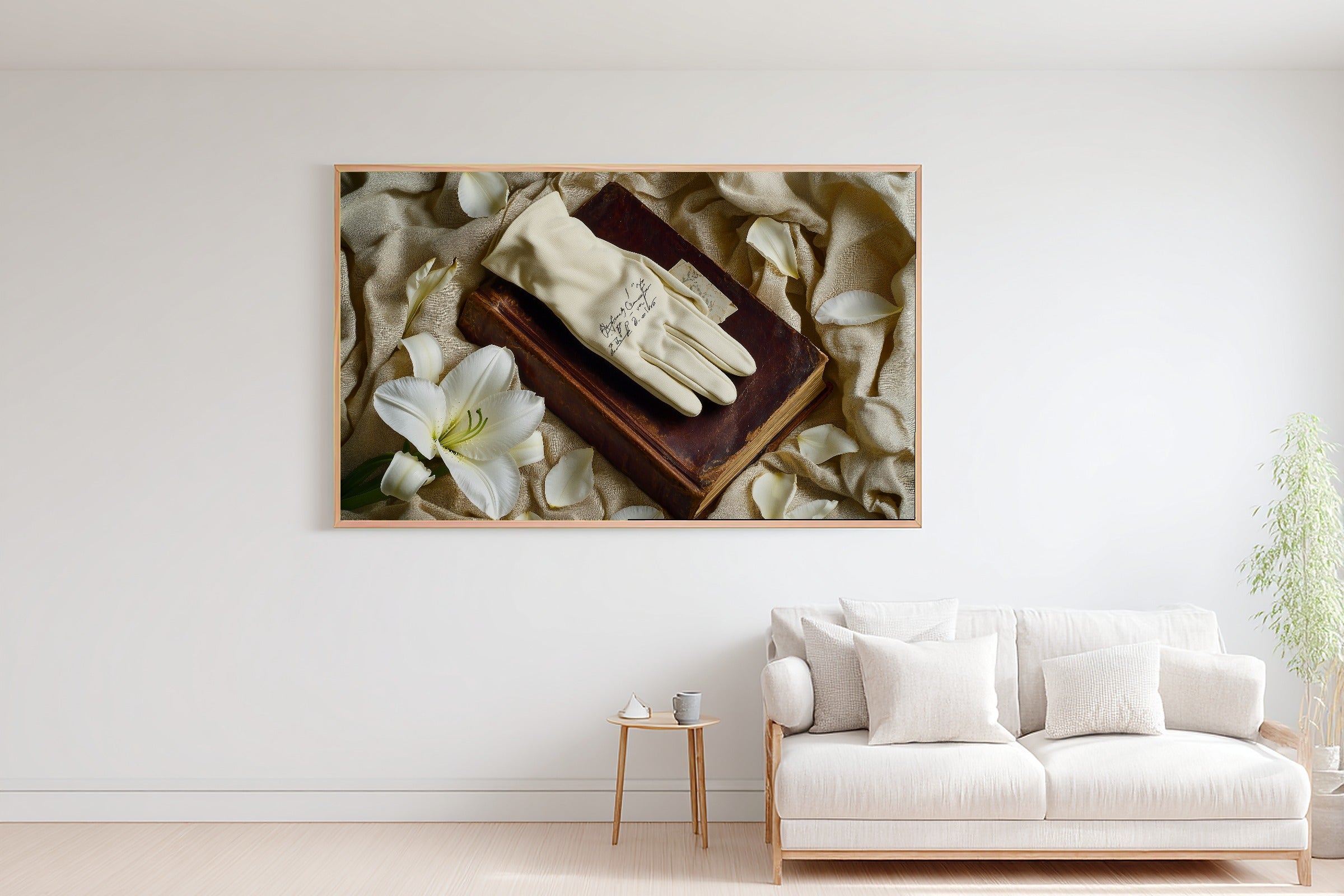 Romantic Glove Lily Letter Study Stretched Canvas Print, Soft Painterly Print Art Print, Modern Bedroom Art, Mother's Day Gift Idea — romantic-glove-lily-letter-study-bedroom-wall-art.jpg