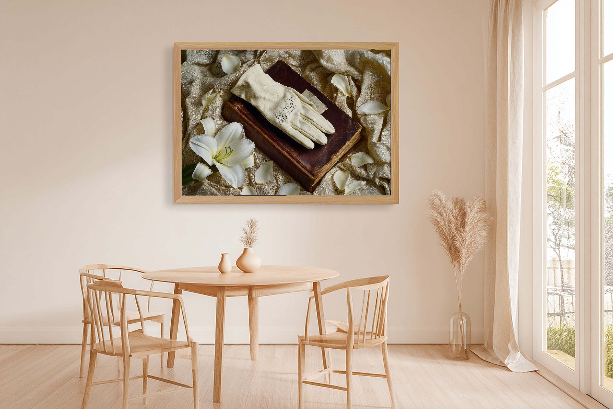 Romantic Glove Lily Letter Study Stretched Canvas Print, Soft Painterly Print Art Print, Modern Bedroom Art, Mother's Day Gift Idea — romantic-glove-lily-letter-study-dining-room-wall-art.jpg