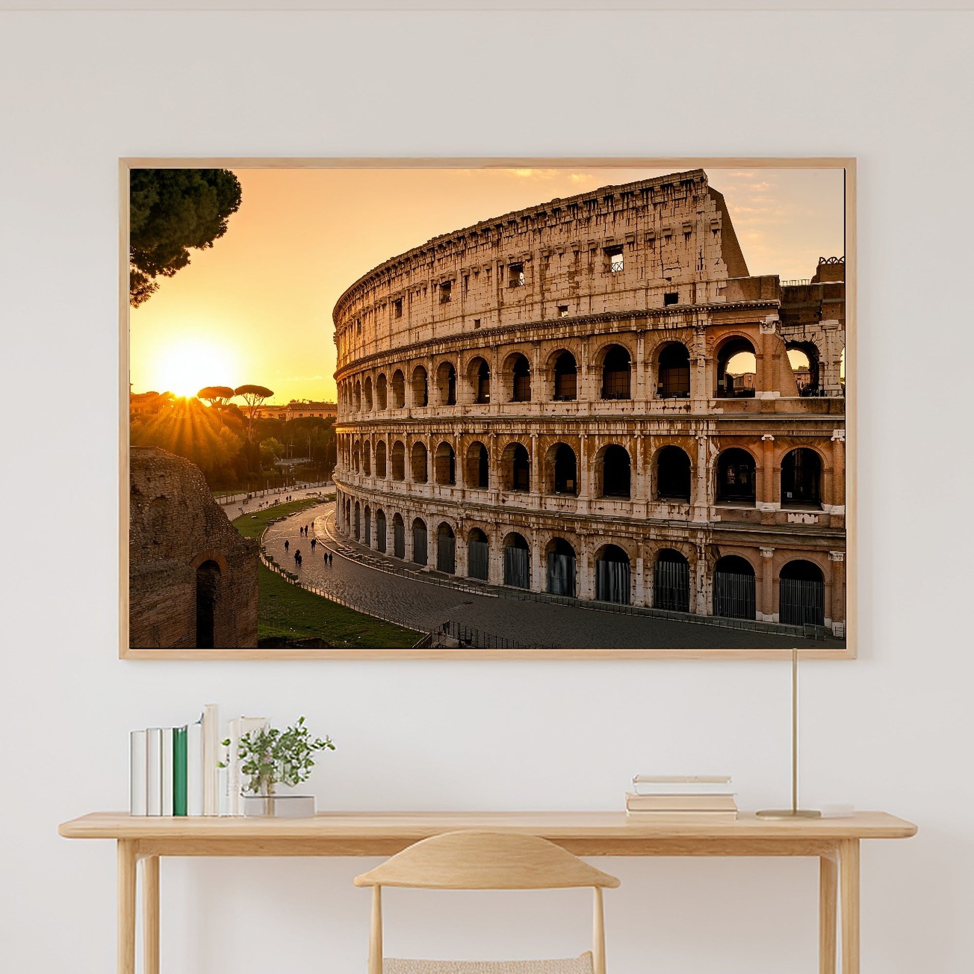 Golden-Hour Skyline Rome Colosseum Golden Art Print — Warm Decor for the Modern Loft, Stretched Canvas the City Wanderer Will Love — rome-colosseum-golden-canvas-print.jpg