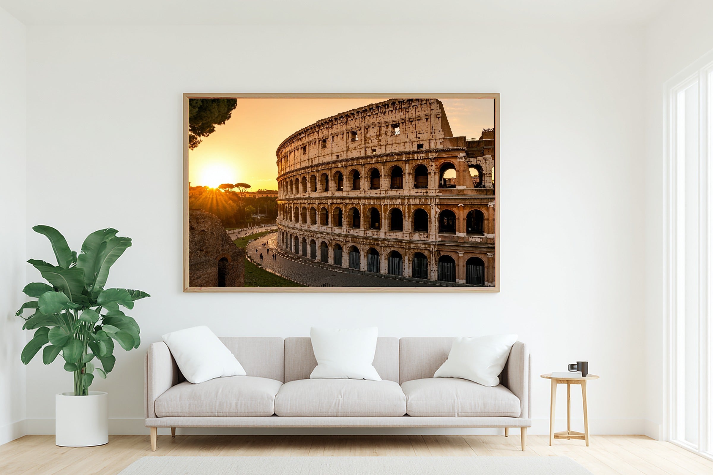 Golden-Hour Skyline Rome Colosseum Golden Art Print — Warm Decor for the Modern Loft, Stretched Canvas the City Wanderer Will Love — rome-colosseum-golden-living-room-wall-art.jpg