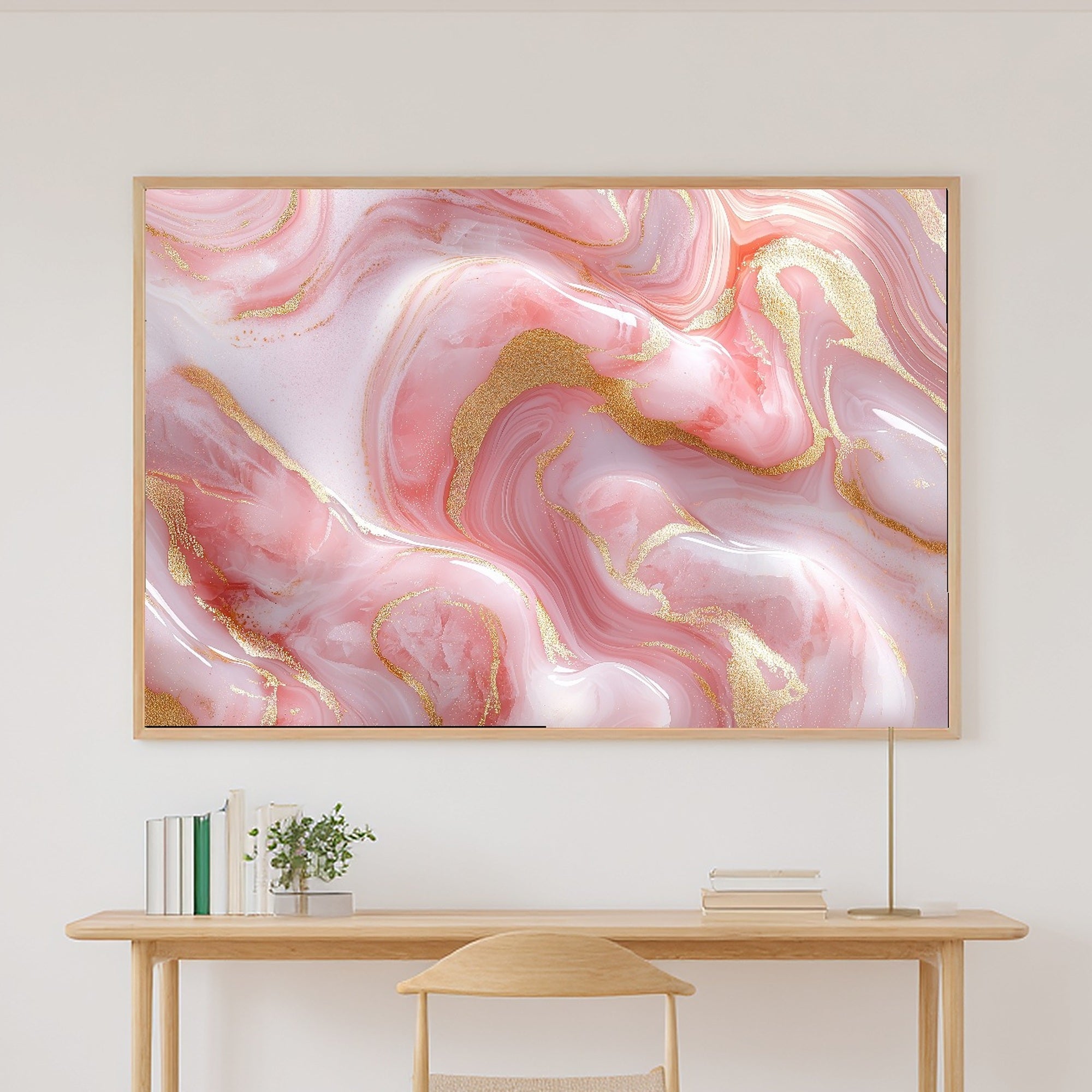 Gilded Painterly Rose Quartz Gold Veins Canvas Wall Art — Luxe Print for the Home Office, A Gift the Modern-Home Friend Will Adore — rose-quartz-gold-veins-canvas-print.jpg