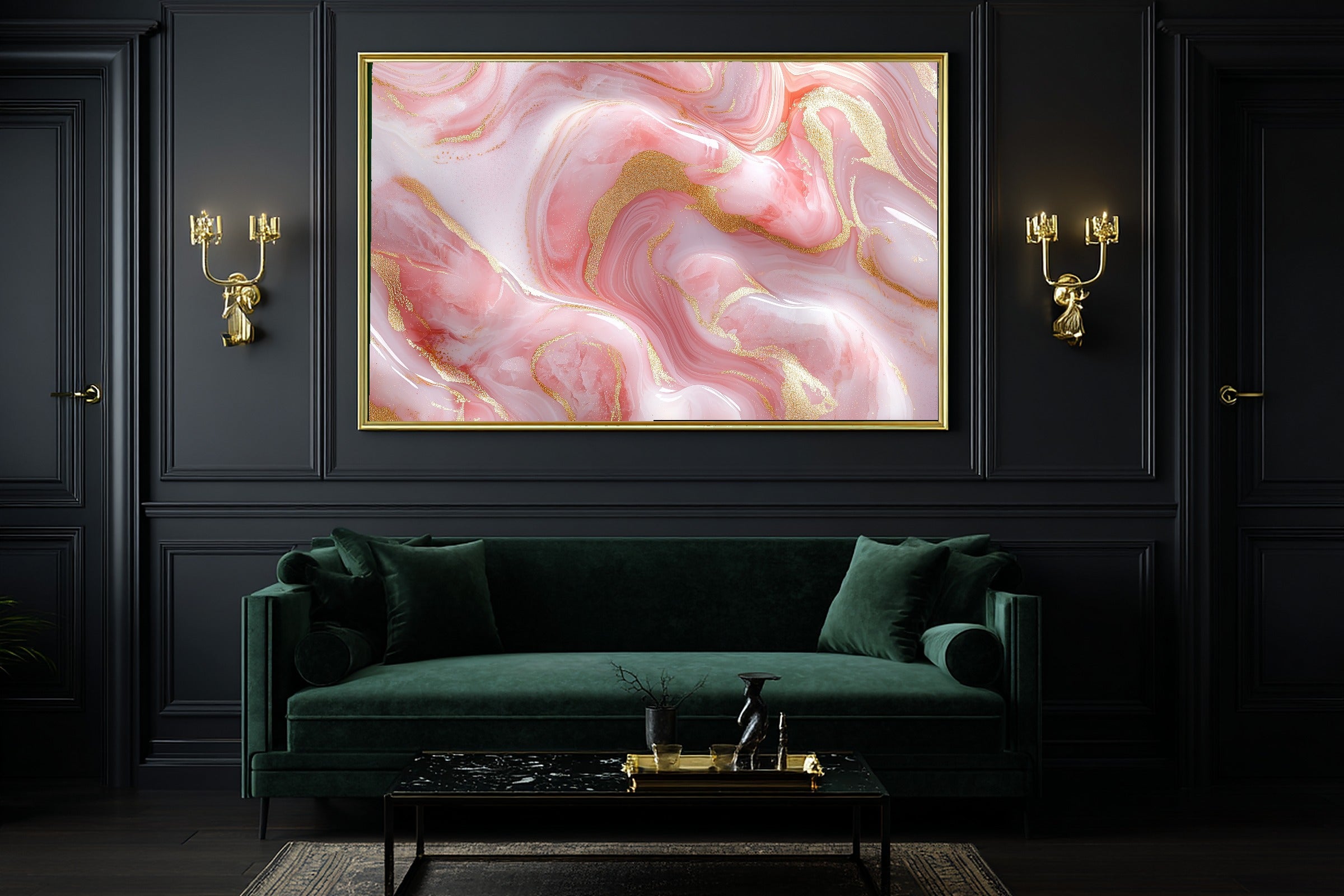 Gilded Painterly Rose Quartz Gold Veins Canvas Wall Art — Luxe Print for the Home Office, A Gift the Modern-Home Friend Will Adore — rose-quartz-gold-veins-office-wall-art.jpg