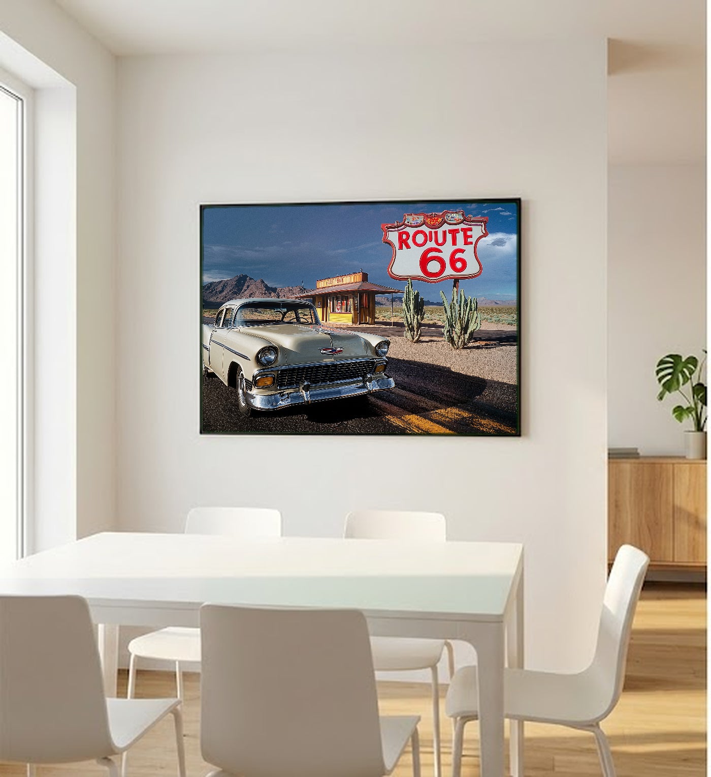 Route 66 Canvas Wall Art | Vintage Americana Poster Print, Roadtrip Decor, Stretched Canvas — route-66-americana-poster-bedroom-wall-art.jpg