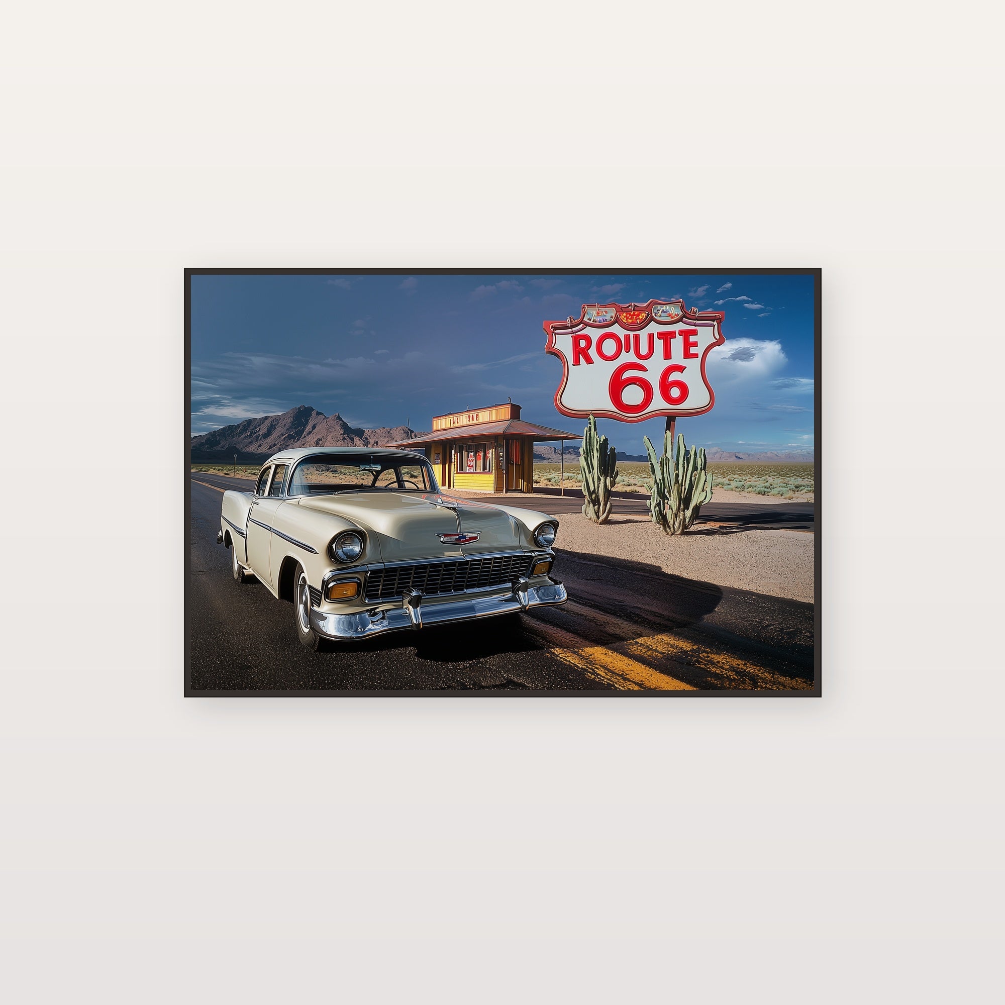 Route 66 Canvas Wall Art | Vintage Americana Poster Print, Roadtrip Decor, Stretched Canvas — route-66-americana-poster-canvas-print.jpg